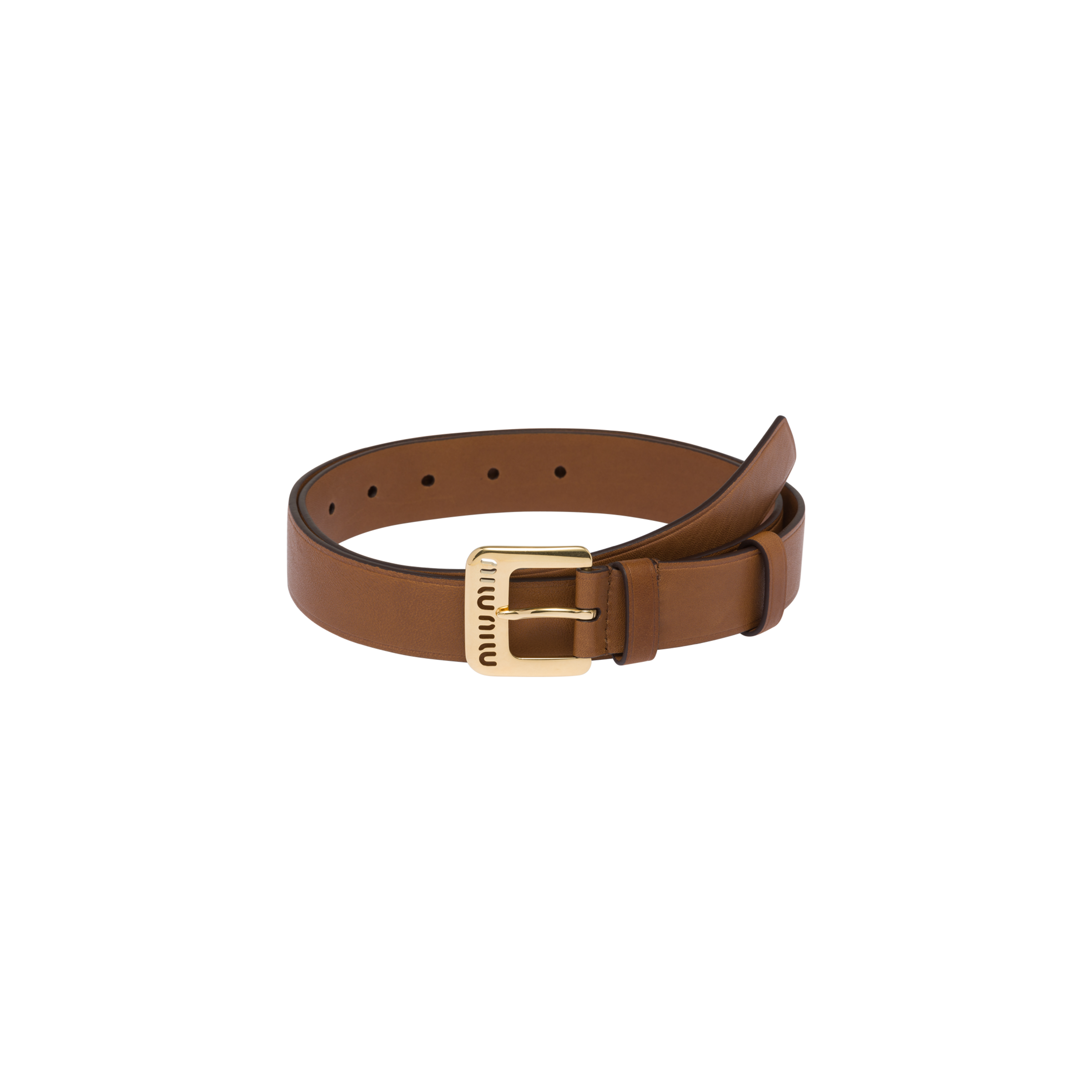 Shop Miu Miu Nappa Leather Belt In Oak