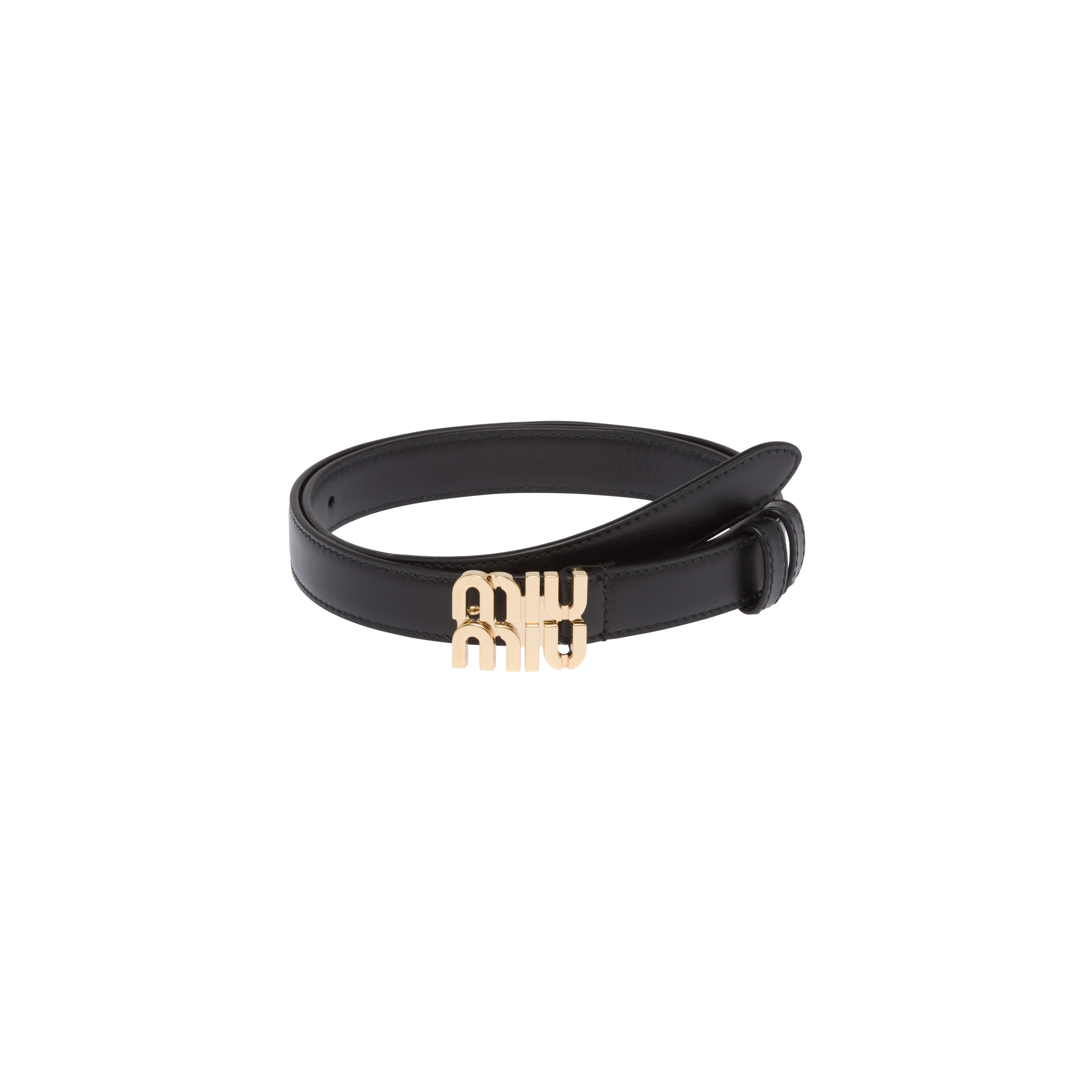 Miu Miu Leather Belt In Black