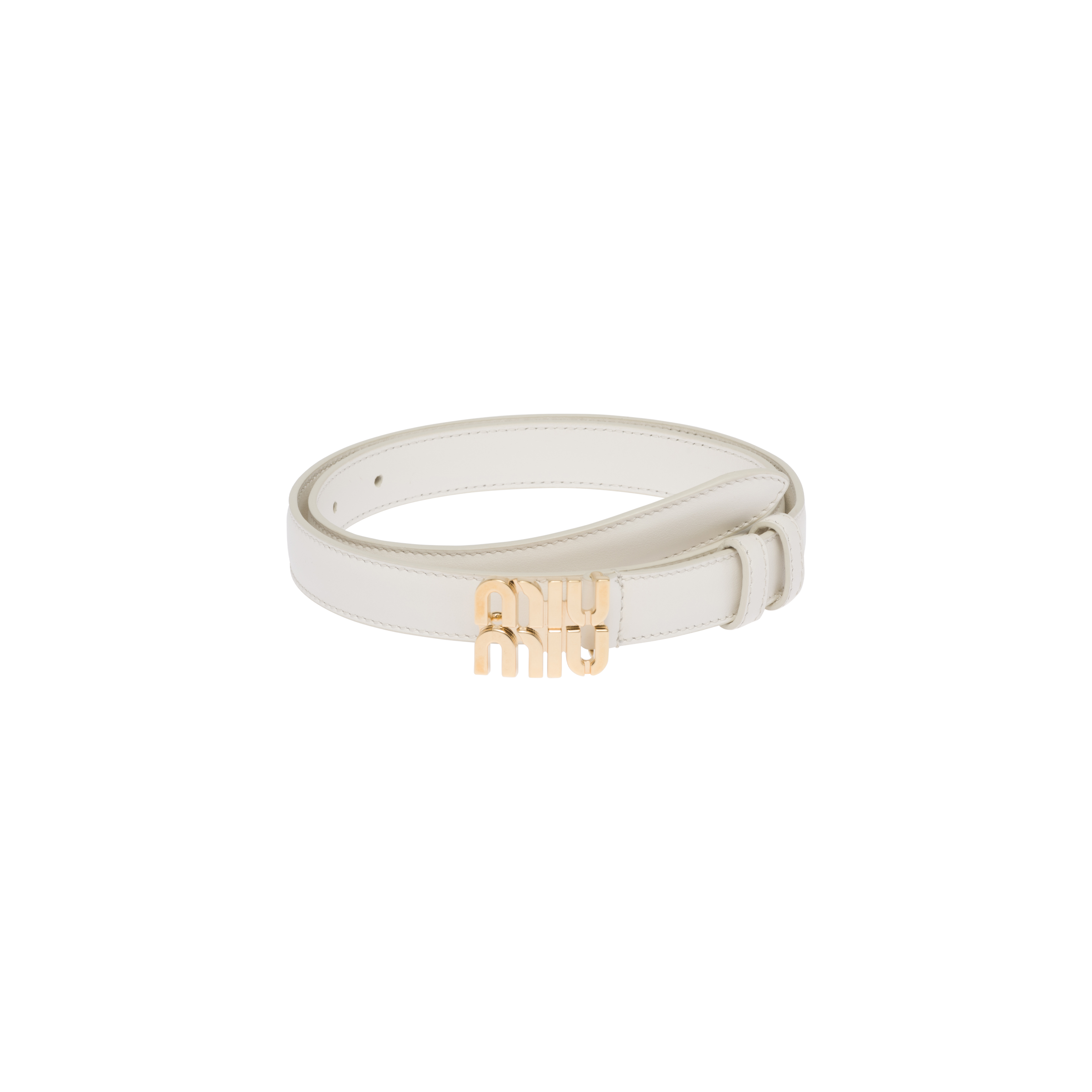 Miu Miu Leather Belt In White