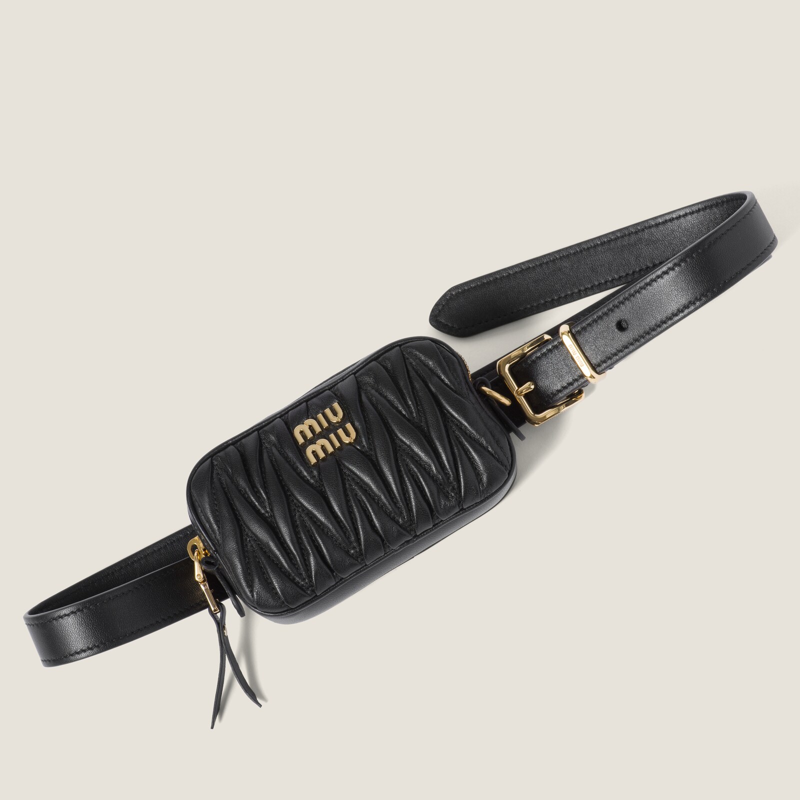 Black Belt With Matelassé Pouch Miu Miu