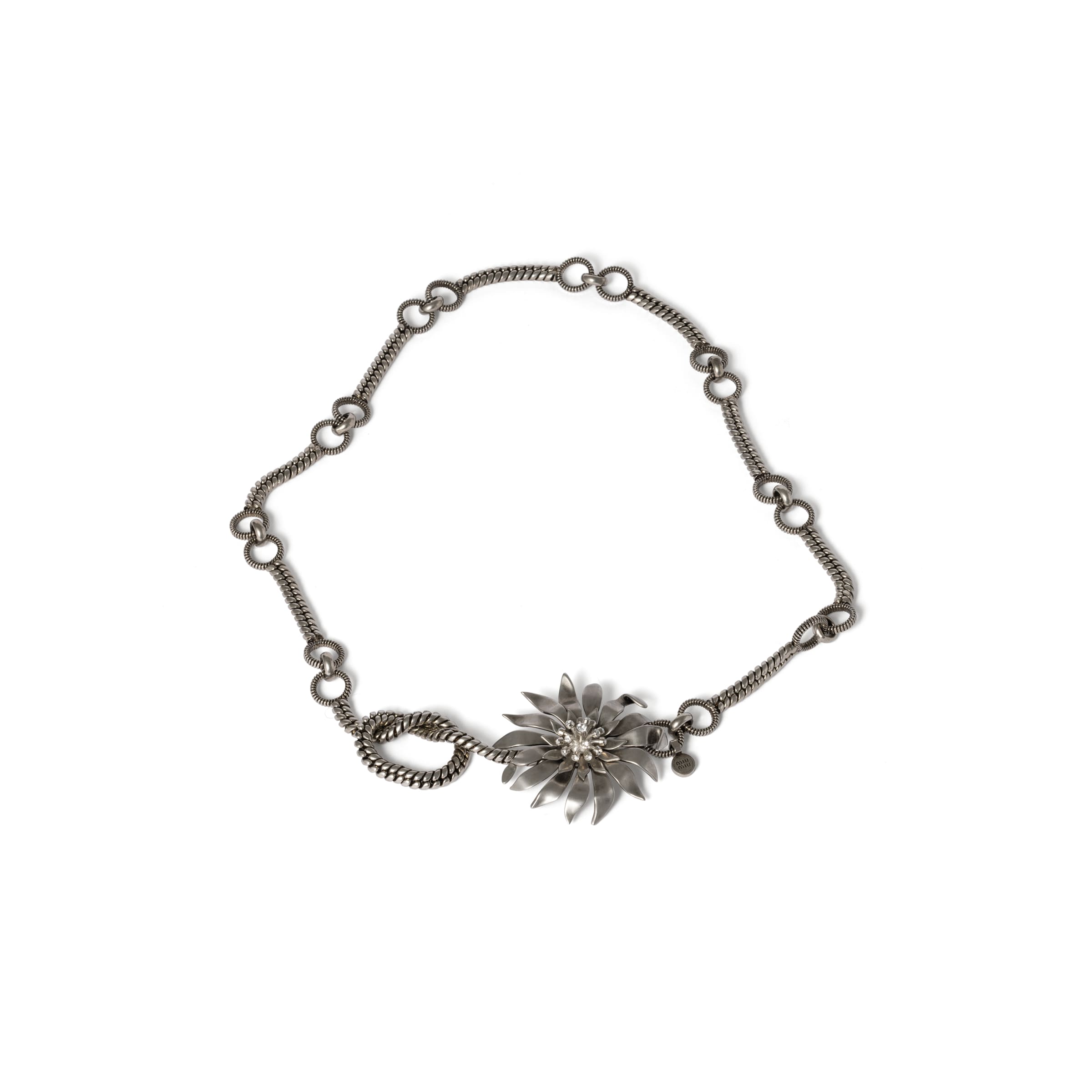 Miu Miu Cintura In Metallo Con Cristalli, Donna, Argento, Taglia L