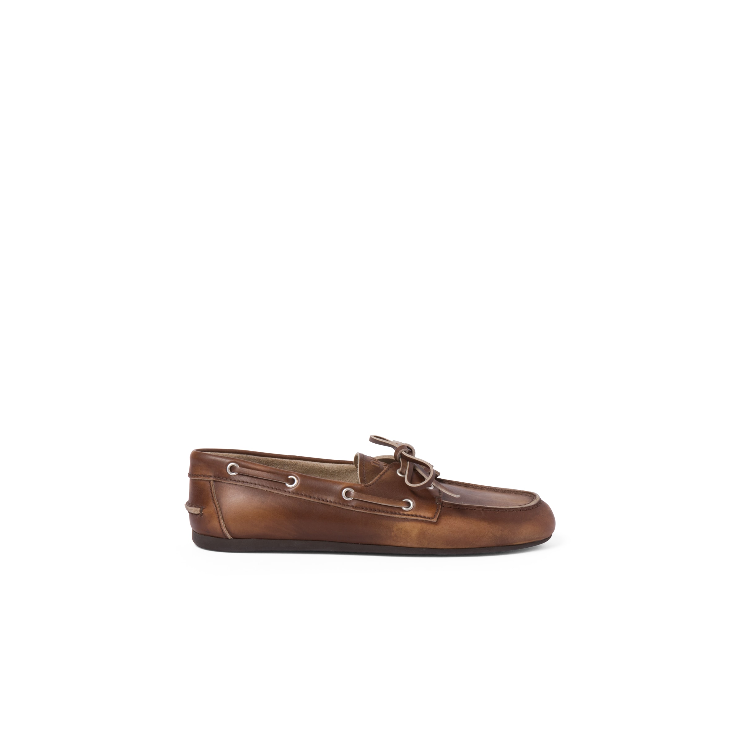 Miu Miu Burnt Brown Moccasin In Vintage Effect Leather