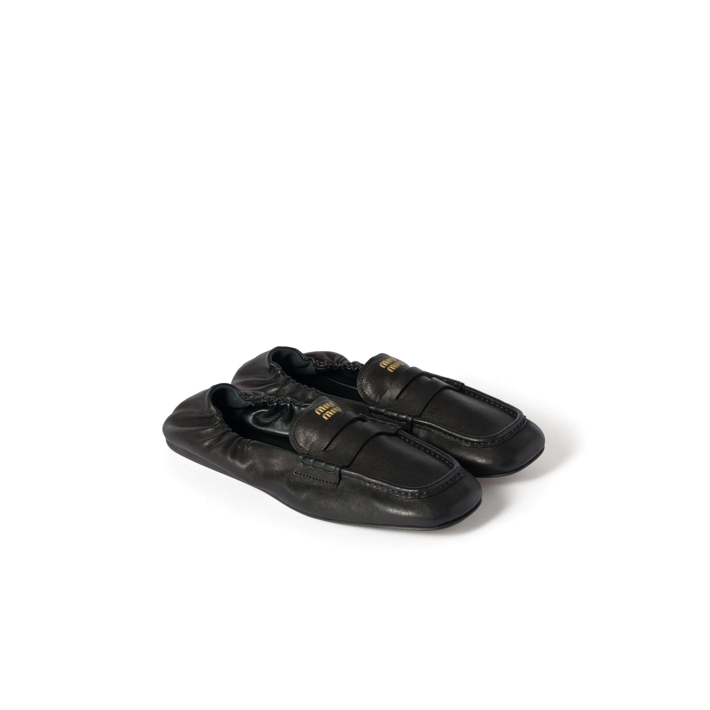 Miu Miu Mocassins Ruches En Cuir Nappa, Femme, Noir, Taille 35,5
