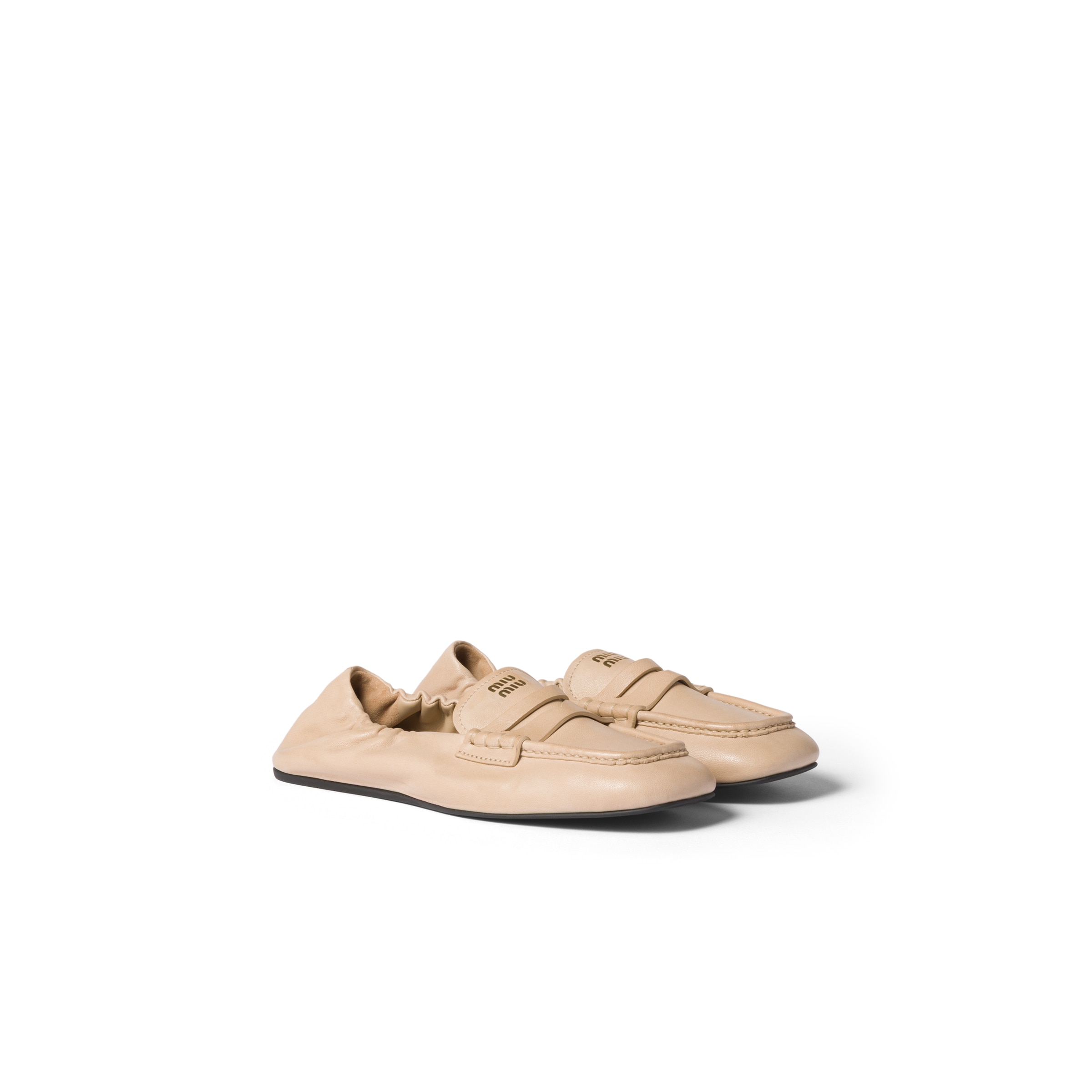 Miu Miu Ruches Nappa Leather Loafers, Woman, Cord, Size 35,5