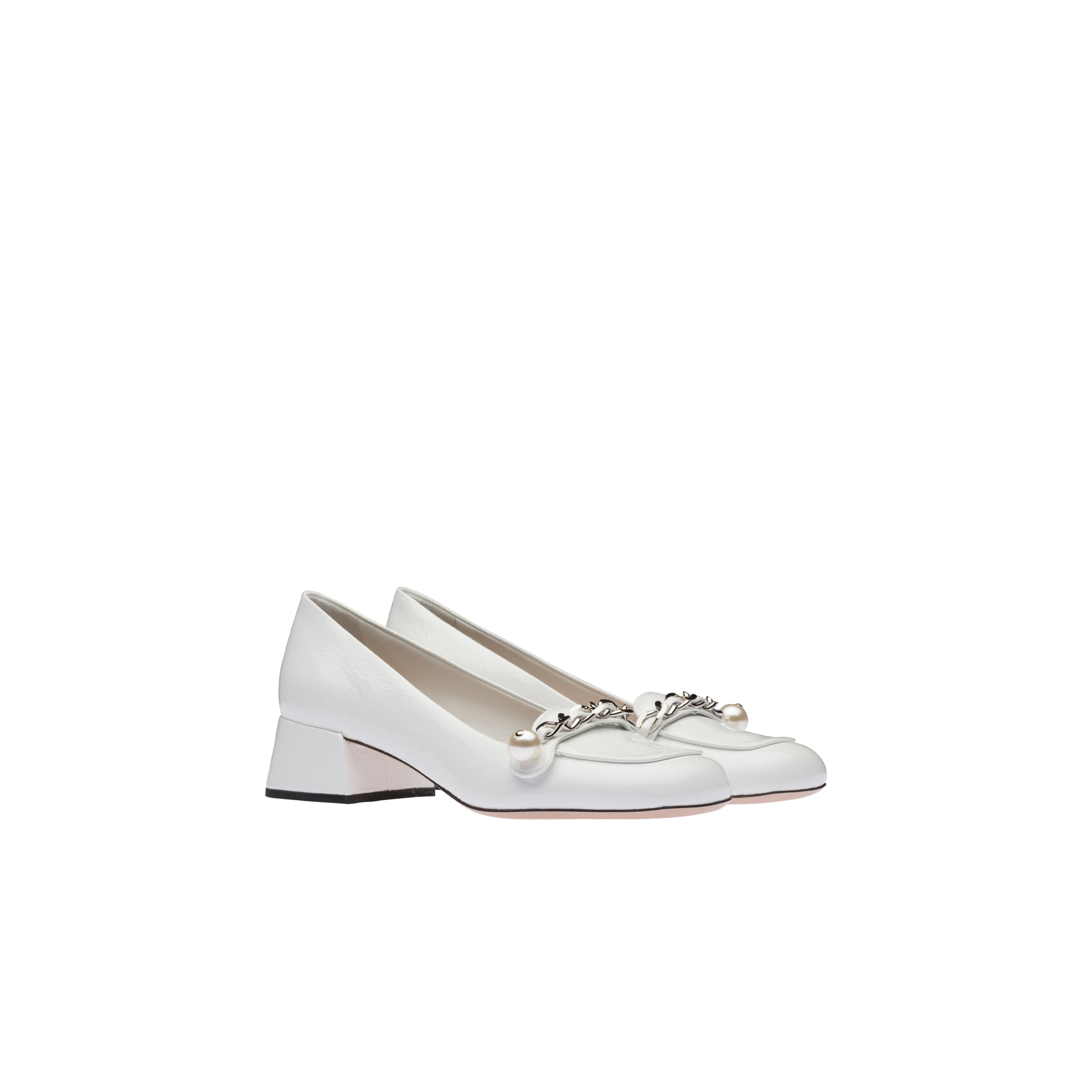 White patent loafers Clearance