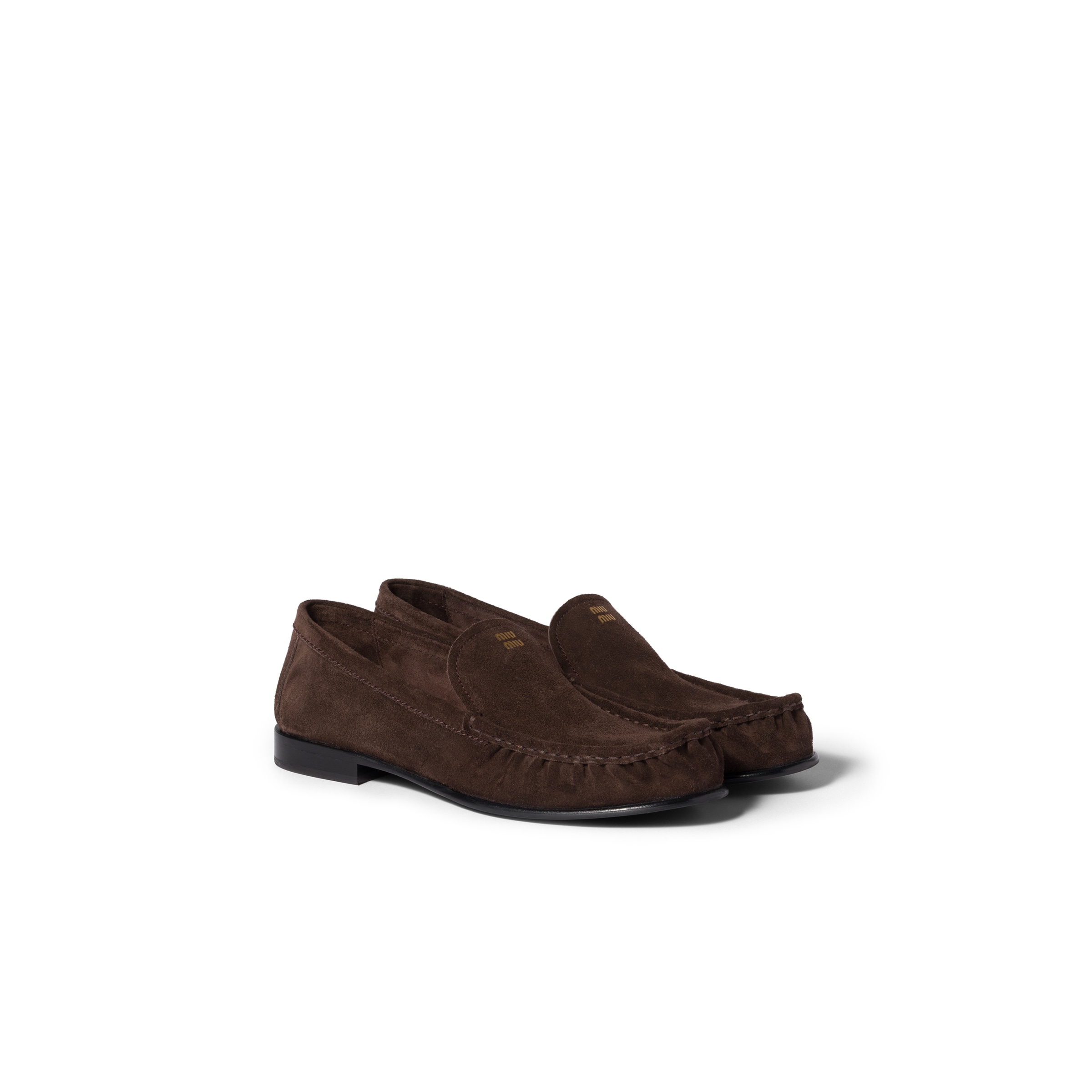 Miu Miu Mocassins En Daim, Femme, Marron Foncé, Taille 40