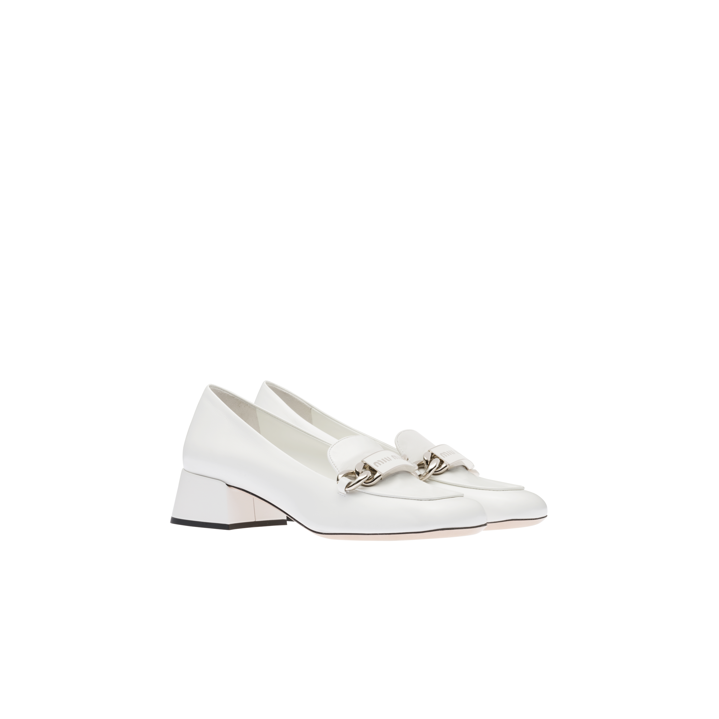 Leather loafers White Miu Miu