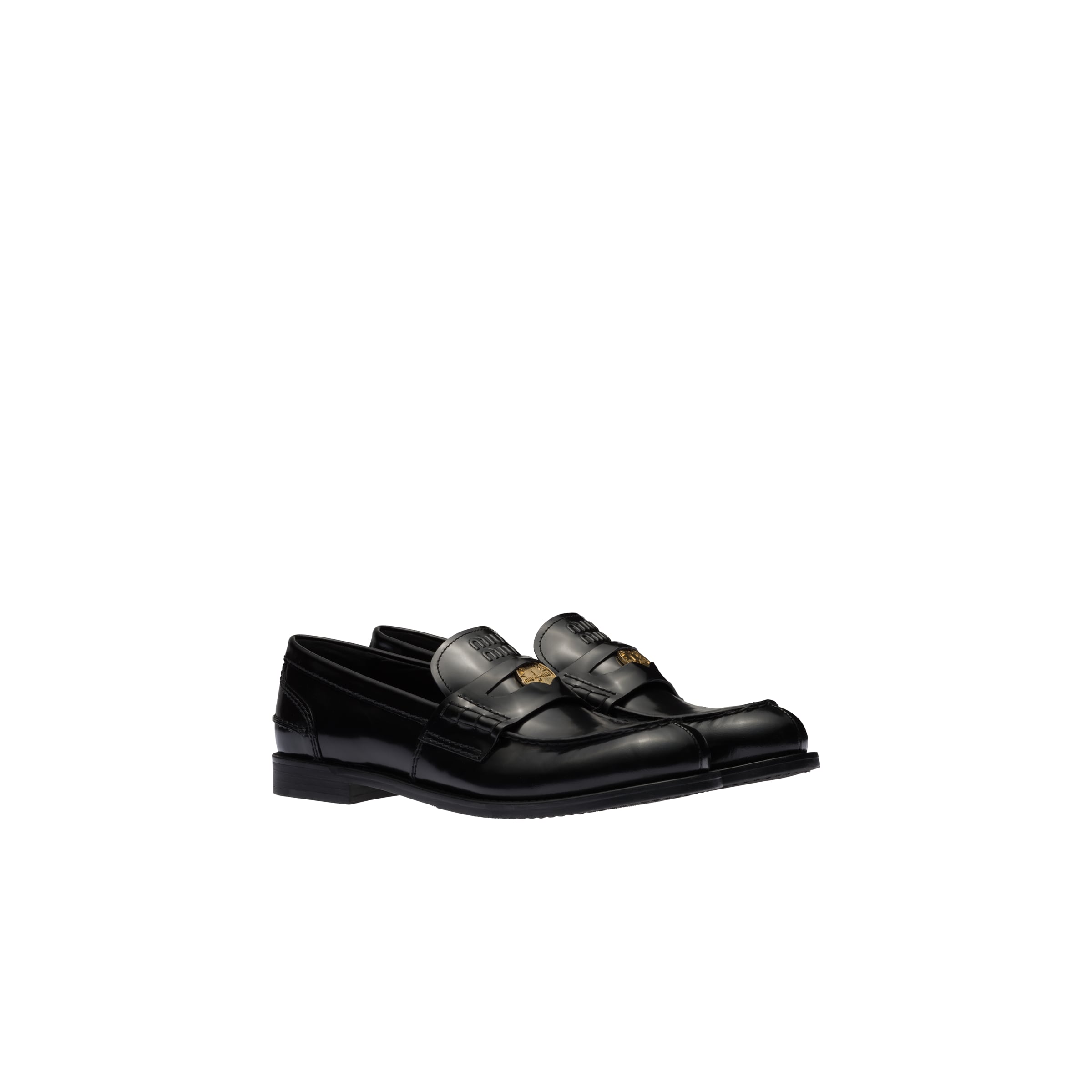 Miu Miu Mocassins En Cuir Brossé, Femme, Noir, Taille 35,5
