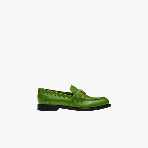 Mocasines de piel con tacón Verde manzana | Miu Miu