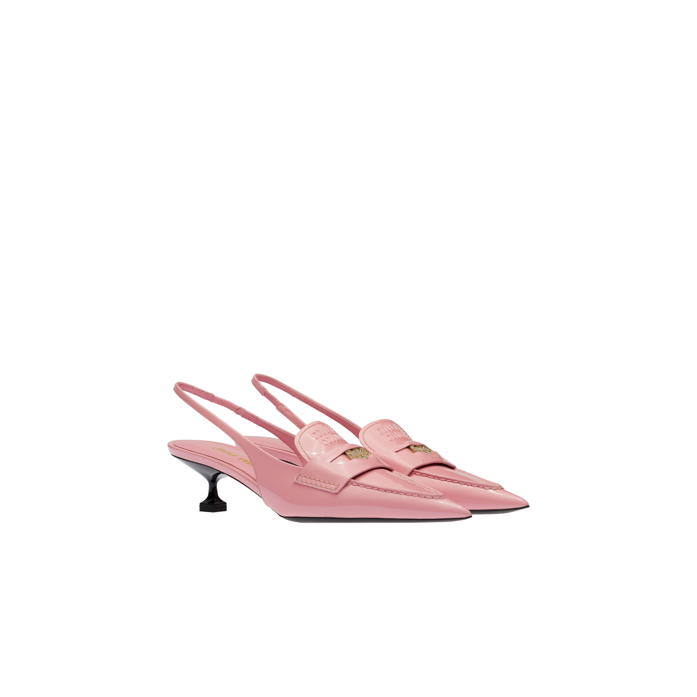 Miu Miu Slingback Patent Leather Penny Loafers In Pink