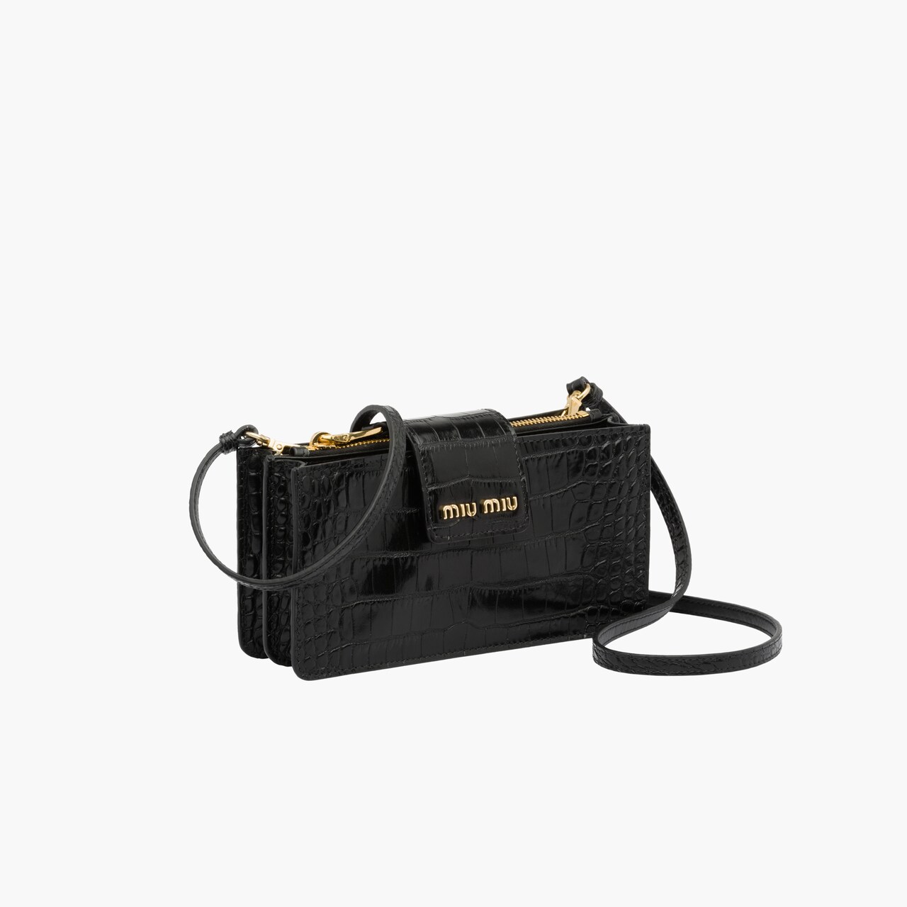 Crocoprint leather minibag Black Miu Miu