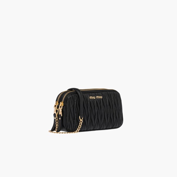 Matelasse Leather Mini Bag Black Miu Miu