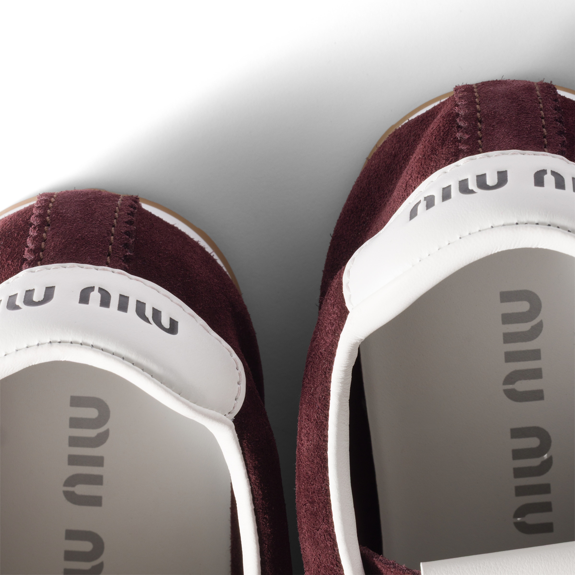 Miu Miu Fabric And Suede Low Top Sneakers Contrast Sole In Brown