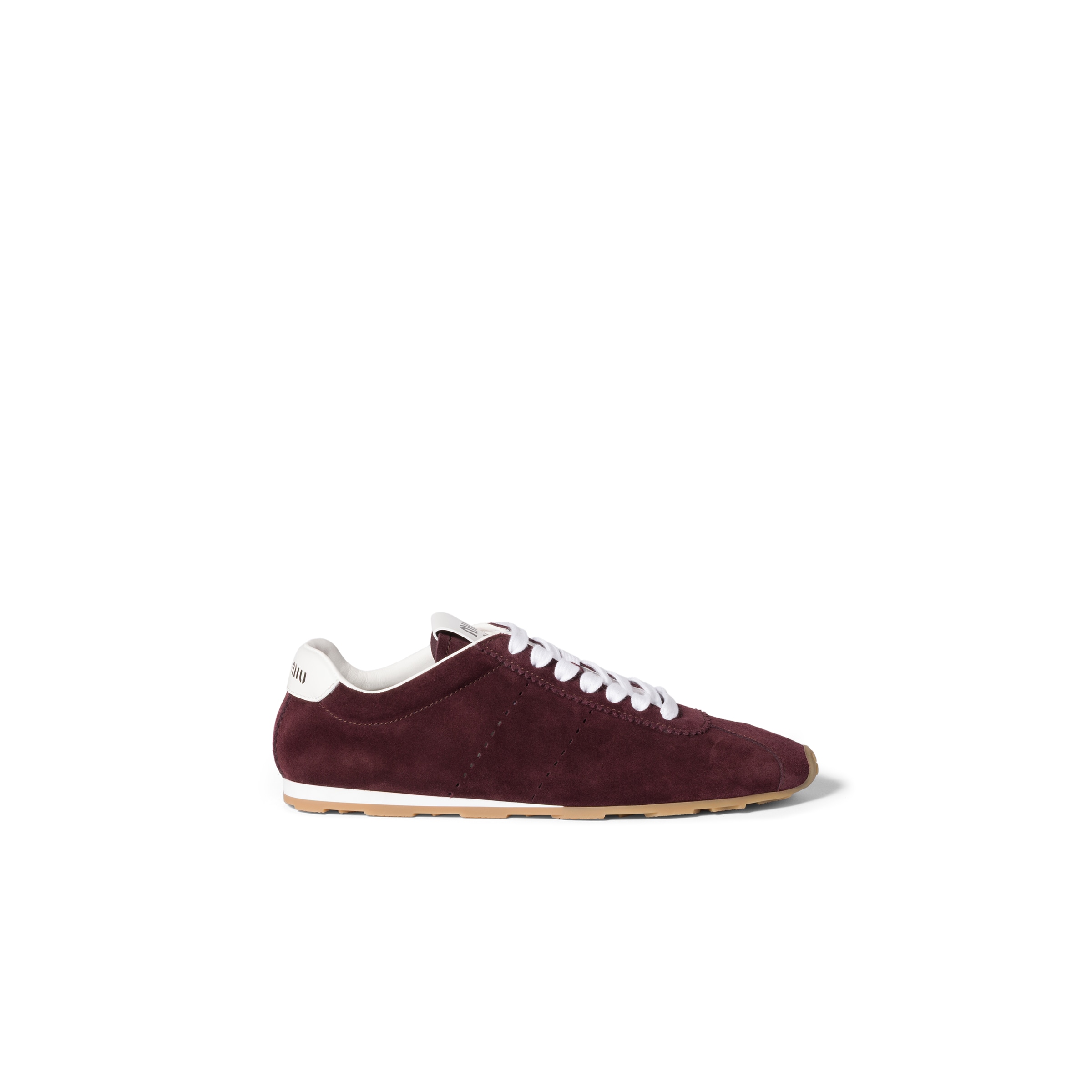 Miu Miu Fabric And Suede Low Top Sneakers Contrast Sole In Brown