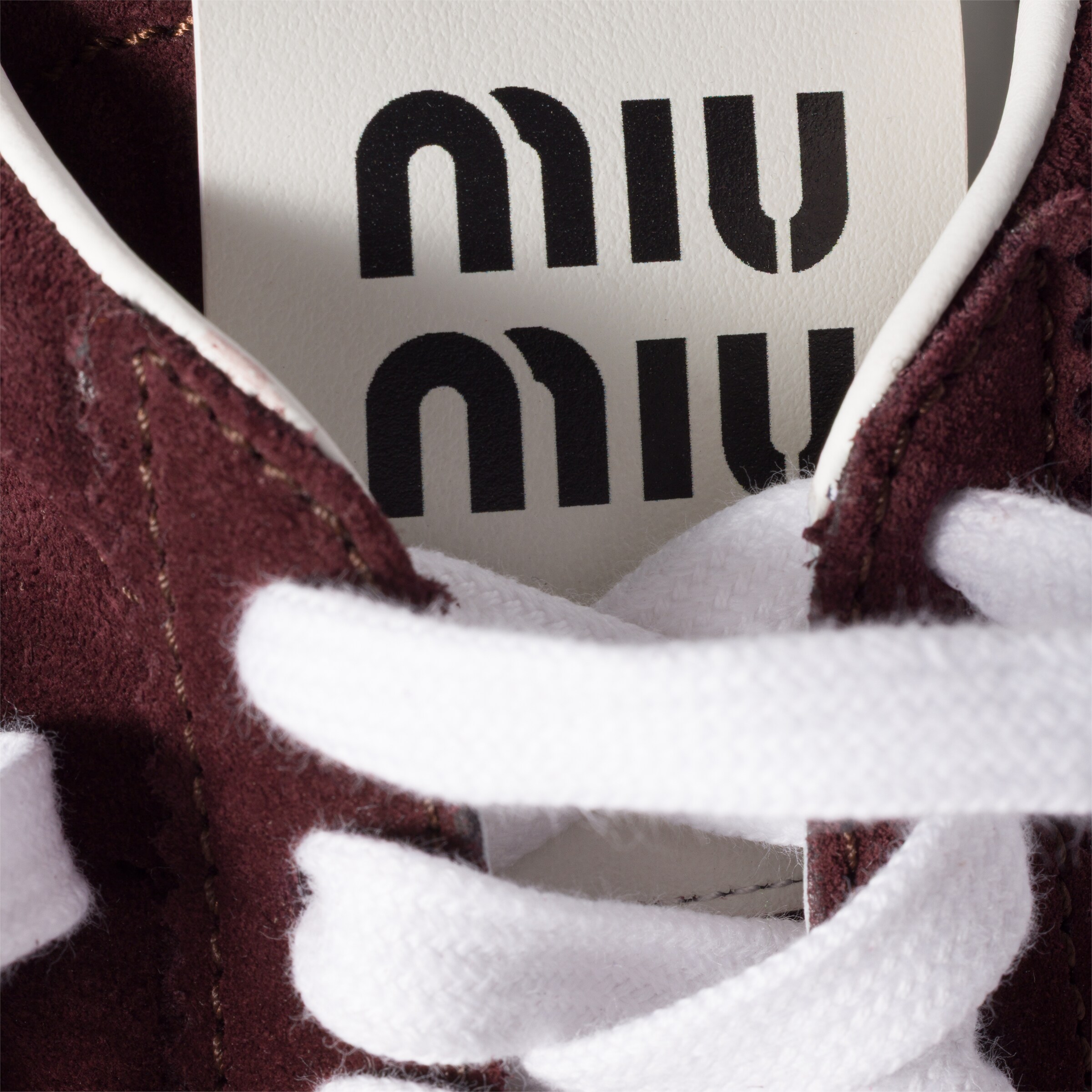 Miu Miu Fabric And Suede Low Top Sneakers Contrast Sole In Brown