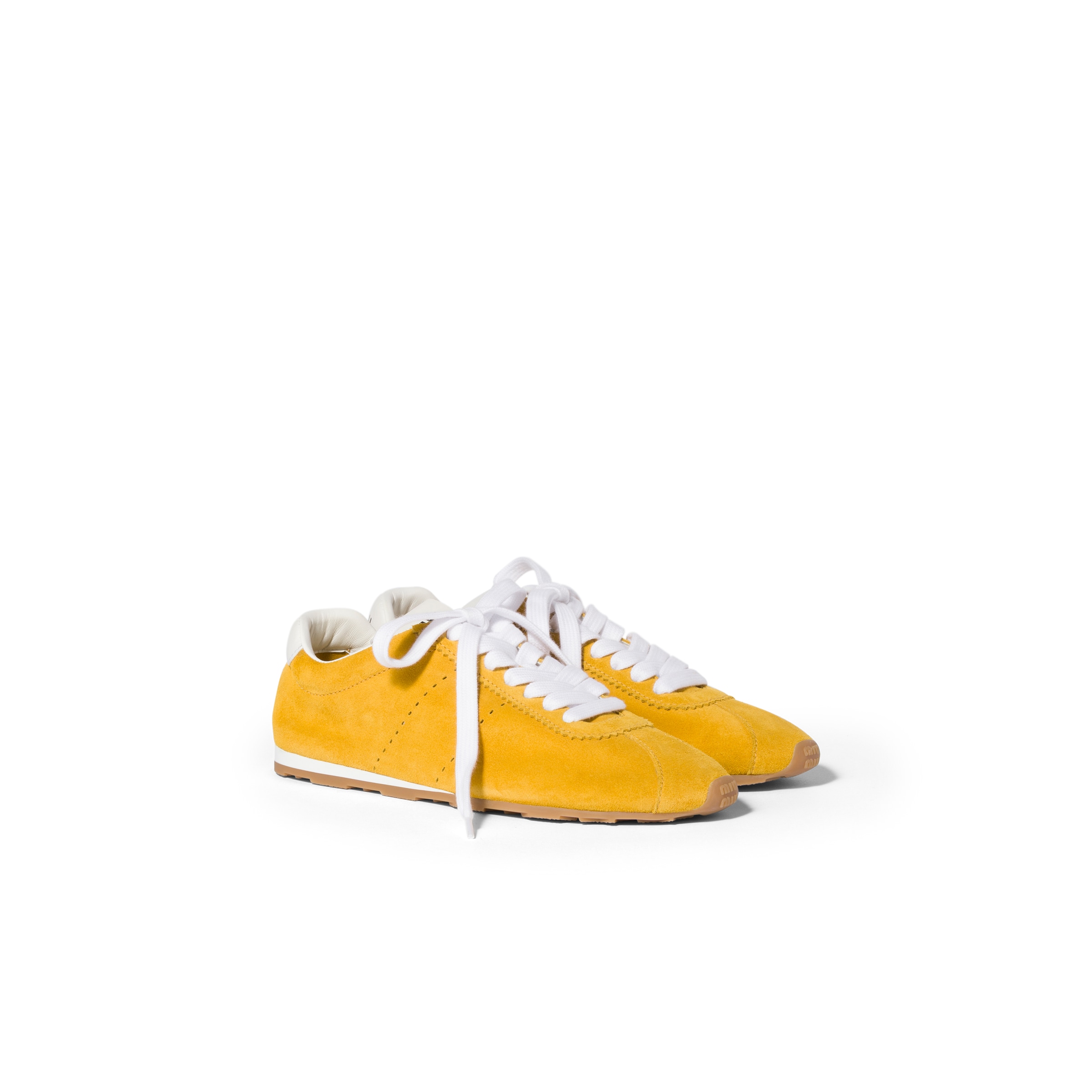 Miu Miu Plume Suede Sneakers, Woman, Sunny Yellow, Size 41