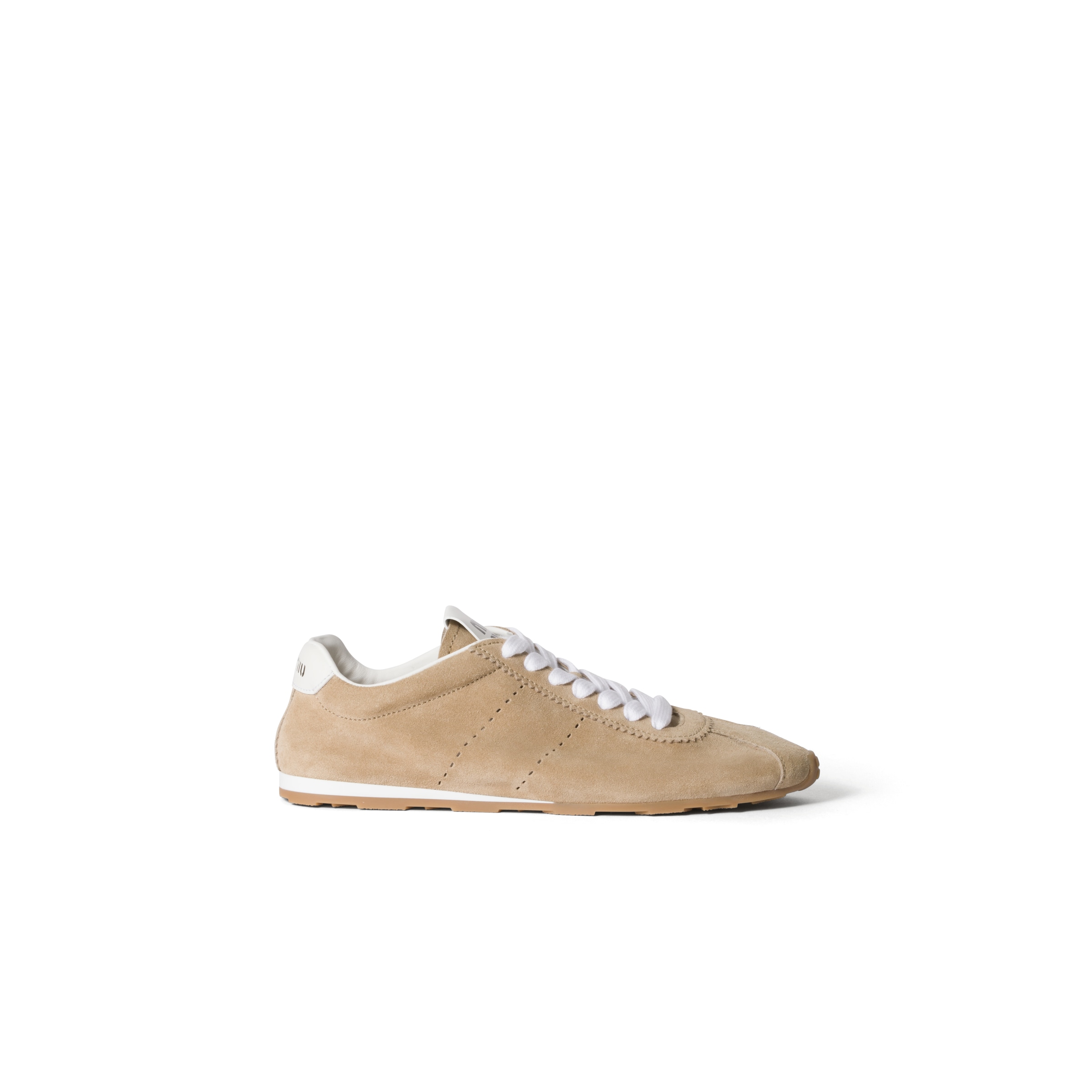 Miu Miu Cappuccino Suede Plume Sneakers In Brown