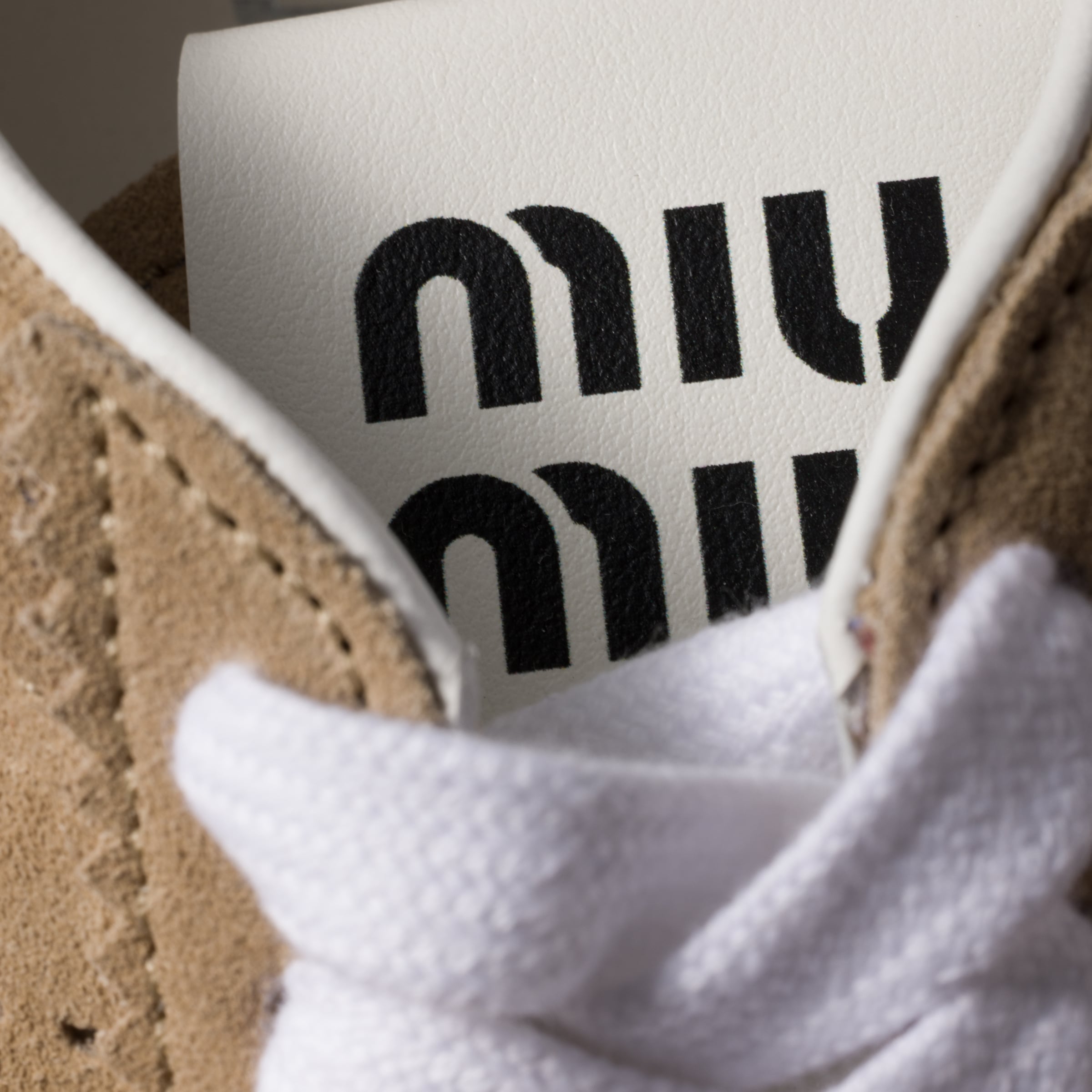 Miu Miu Cappuccino Suede Plume Sneakers In Brown