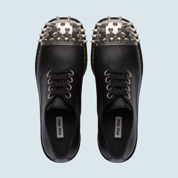 レザー レースアップ ダービーシューズ Miu Miu 5e318d 3ldz F0002 F A060 レザー レースアップ ダービーシューズ Miu Miu 5e318d 3ldz F0002 F A060