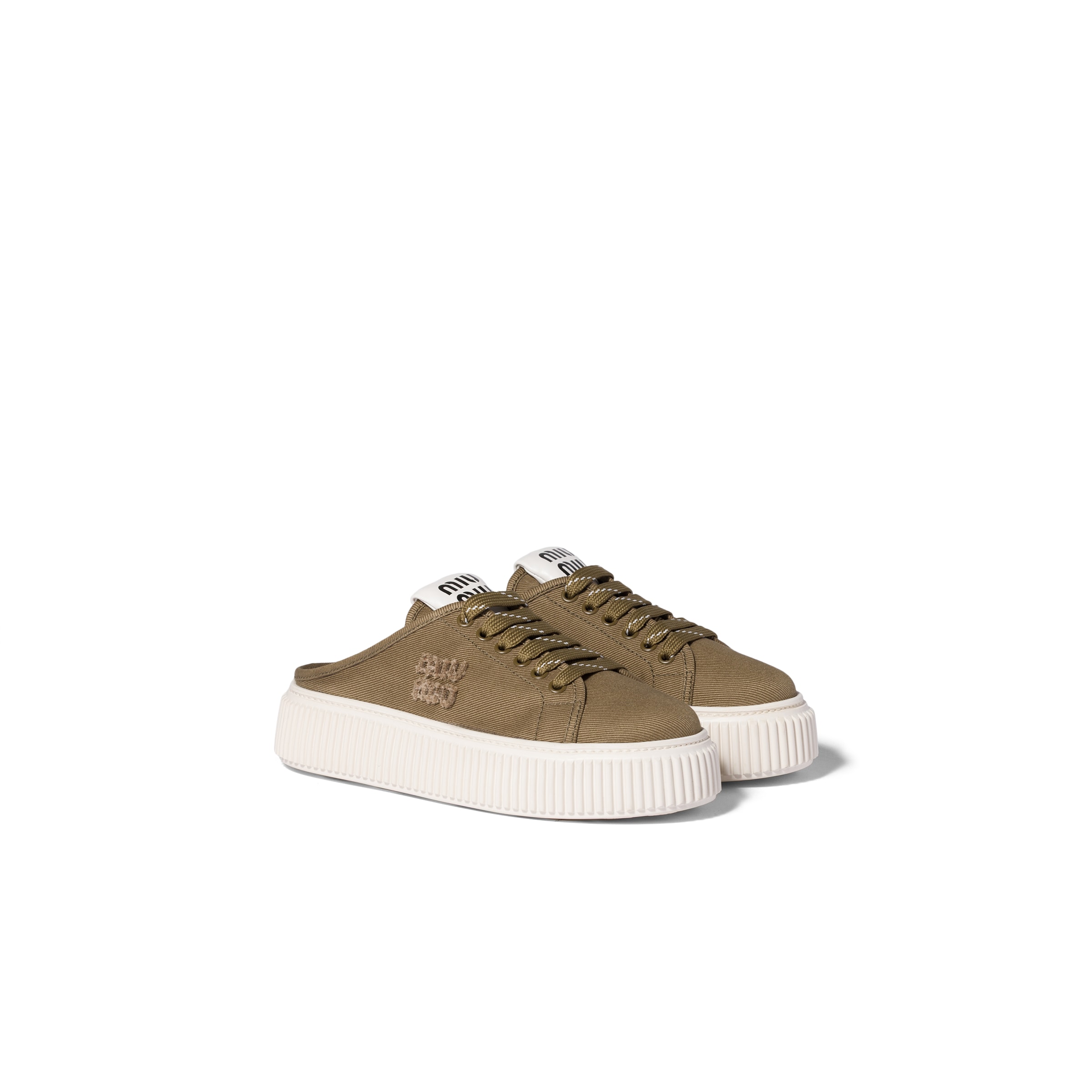 Miu Miu Denim Sneaker Mules, Woman, Selva Green, Size 38