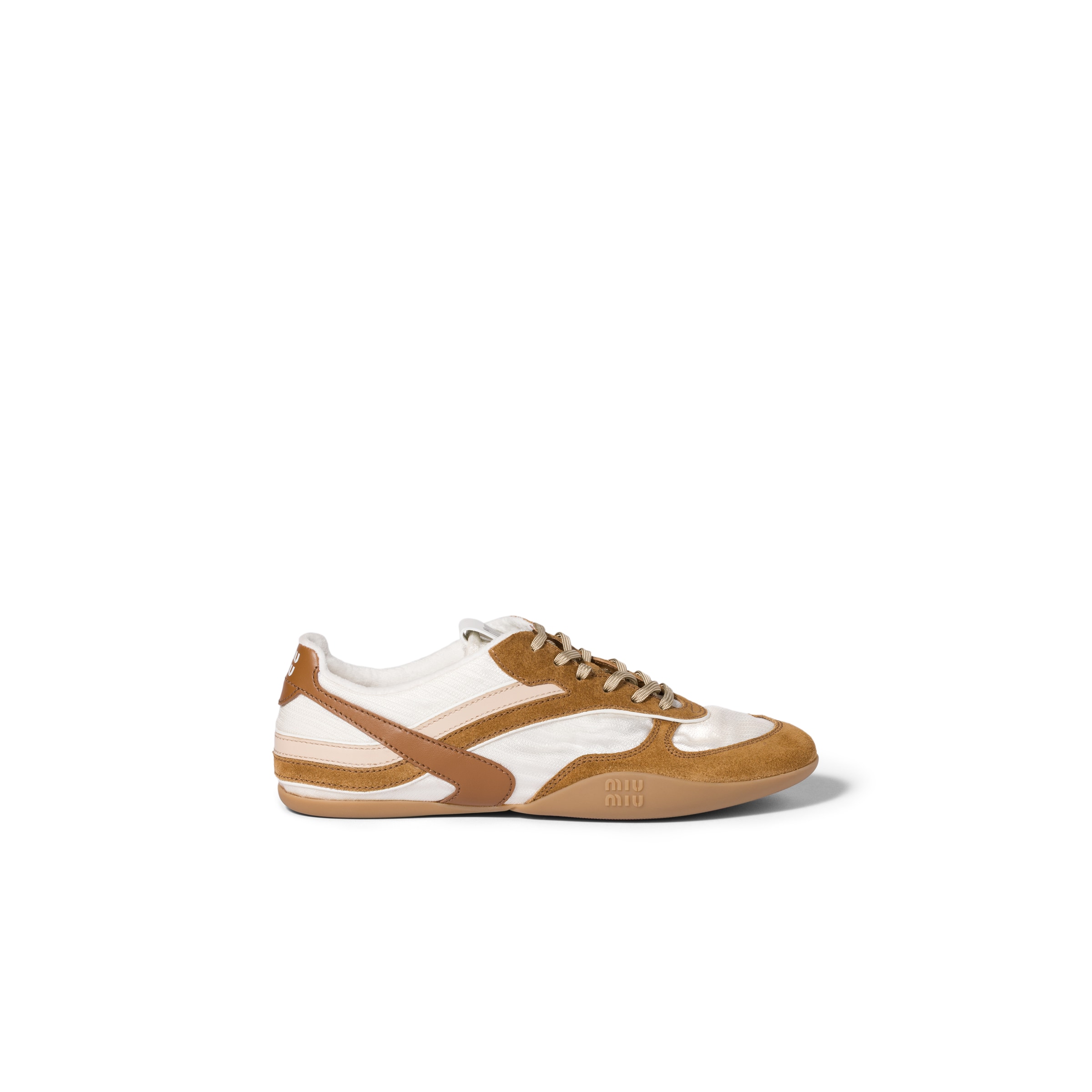 Miu Miu Gymnasium Sneakers In Technical Fabric And Suede In Neutral