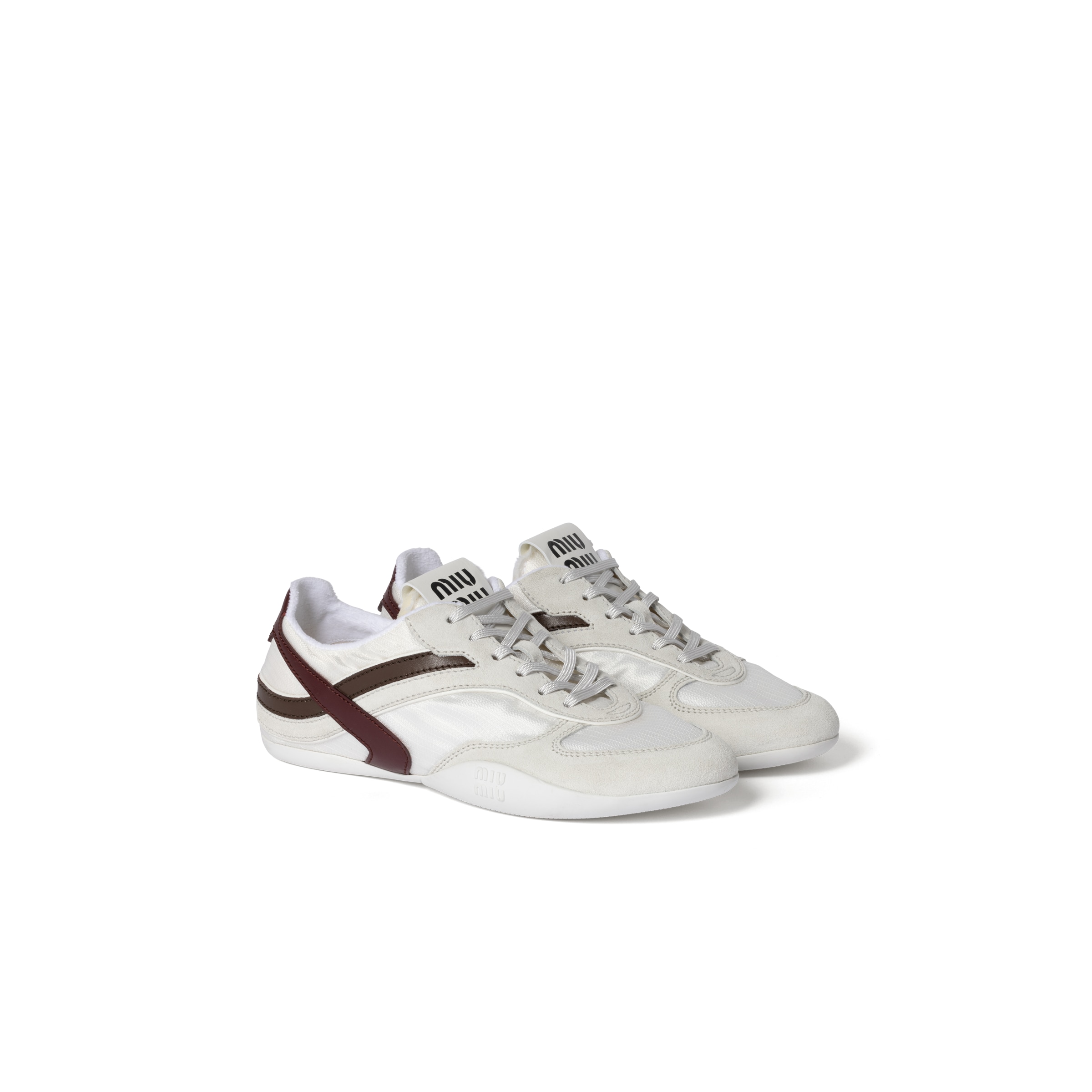 Miu Miu Women Two-tone Tech Fabric And Suede Gymnasium Sneakers In Multi