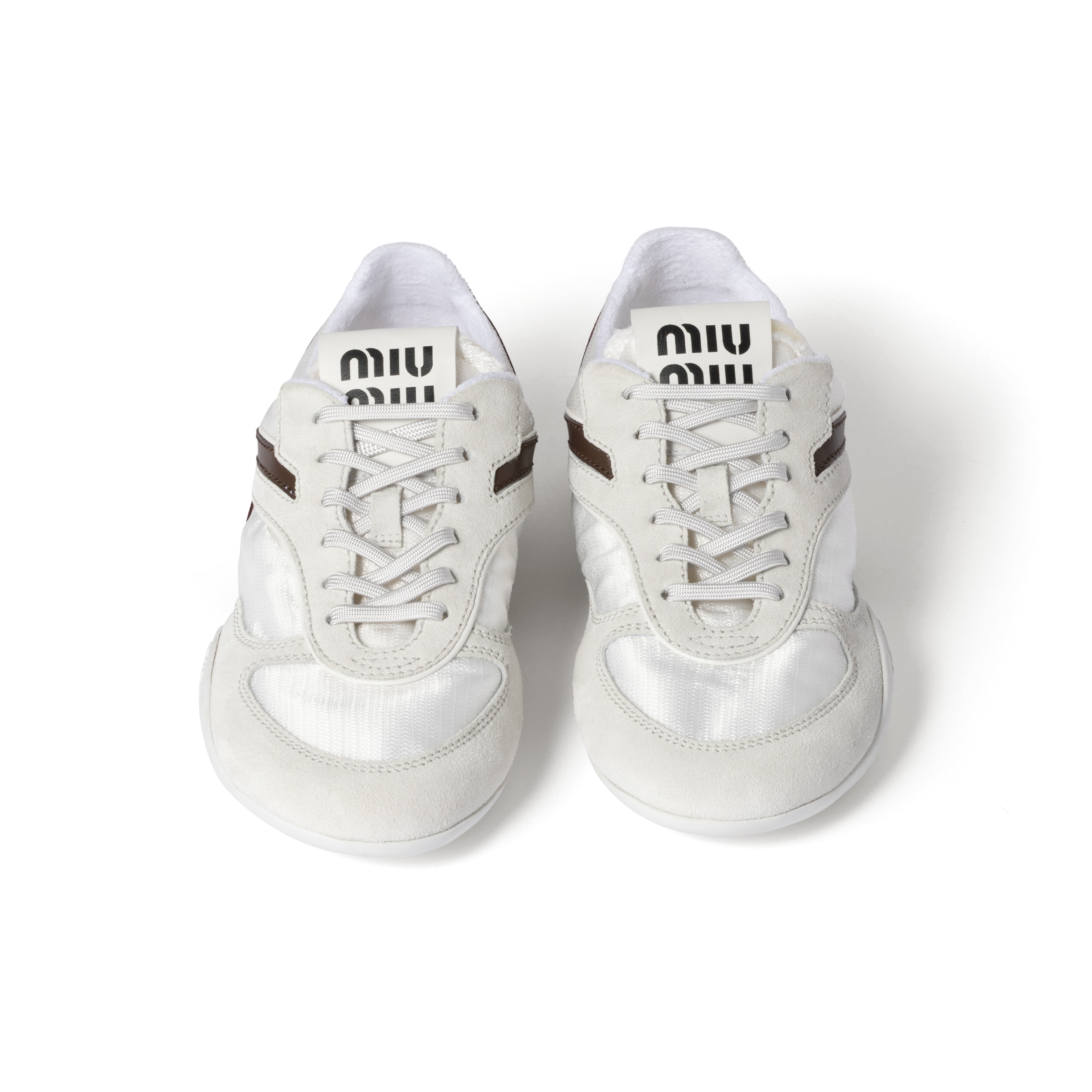 Miu Miu Women Two-tone Tech Fabric And Suede Gymnasium Sneakers In Multi
