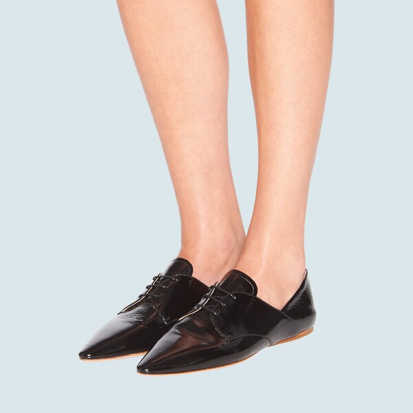 パテントレザー レースアップ シューズ ブラック Miu Miu