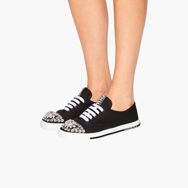 Cotton Gabardine Sneakers Black Miu Miu