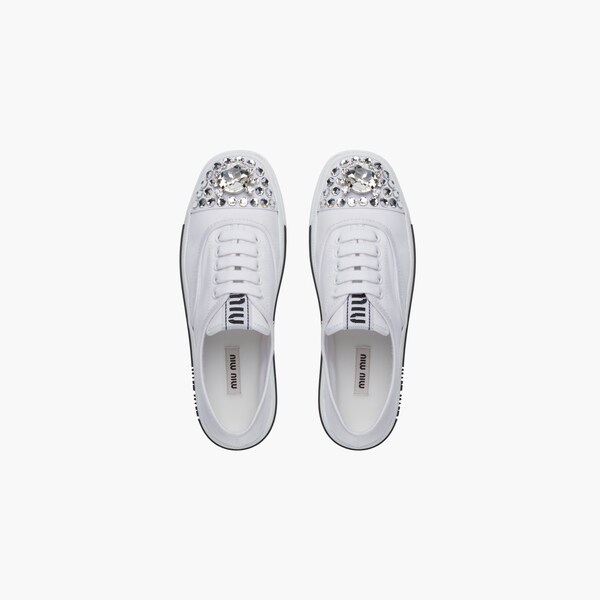 Cotton Gabardine Sneakers White Miu Miu