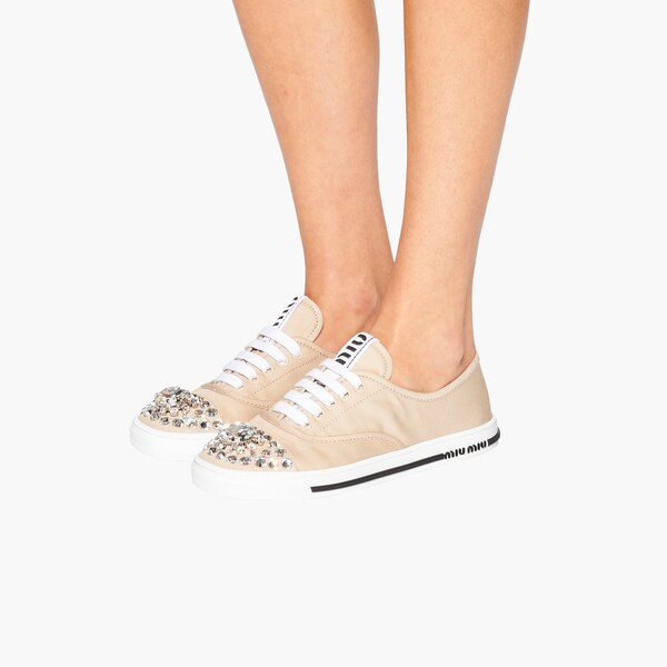 Cotton Gabardine Sneakers Cord Miu Miu