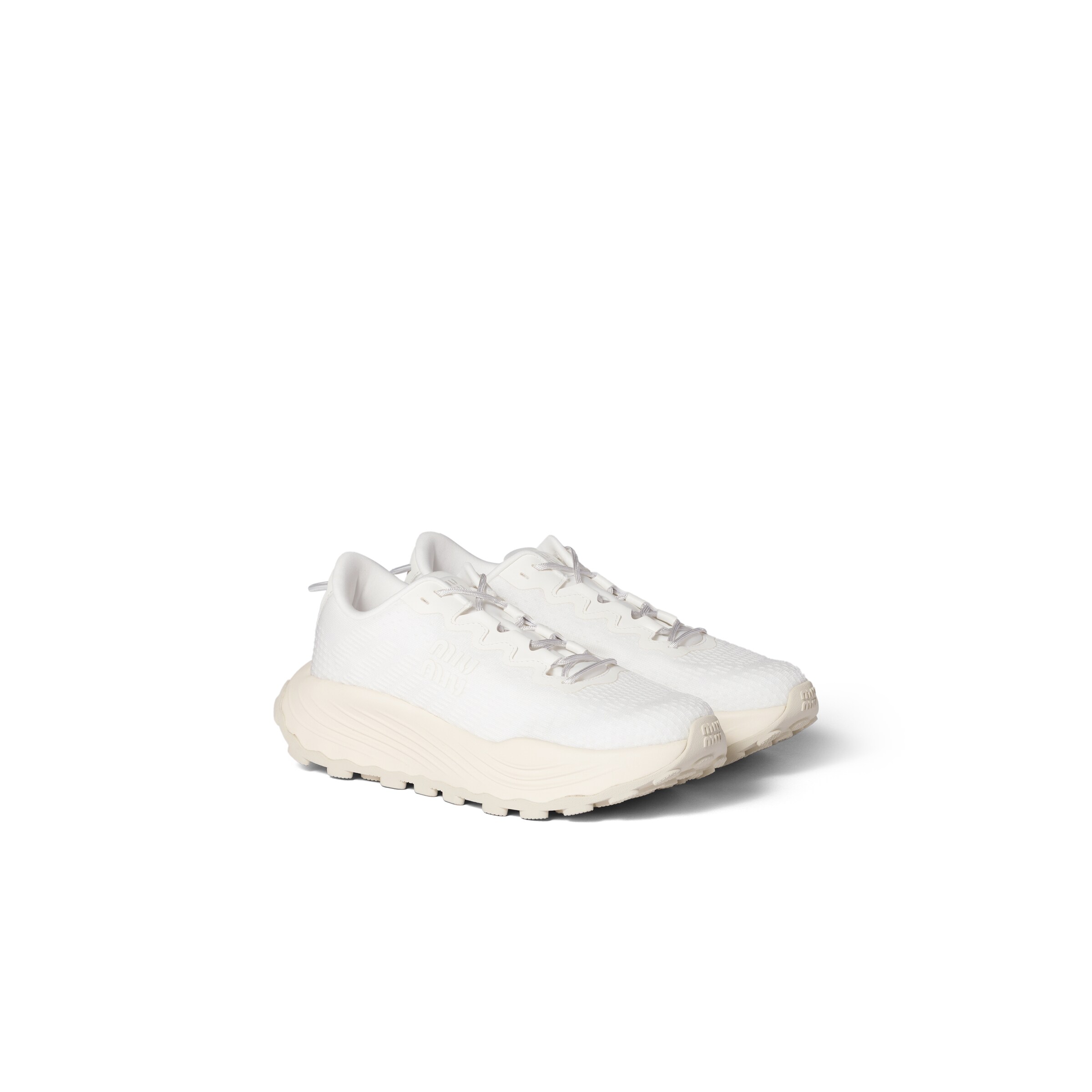 Miu Miu Baskets En Tissu Technique, Femme, Blanc, Taille 41