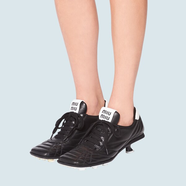 Nappa leather mid-heel sneakers Black
