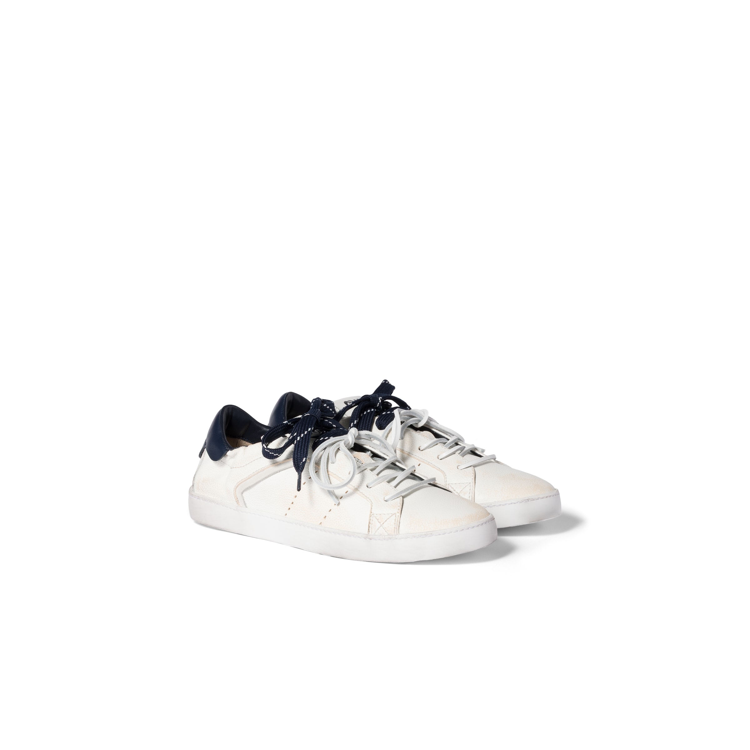 Miu Miu Baskets En Cuir Deco', Femme, Blanc/bleu Royal, Taille 39