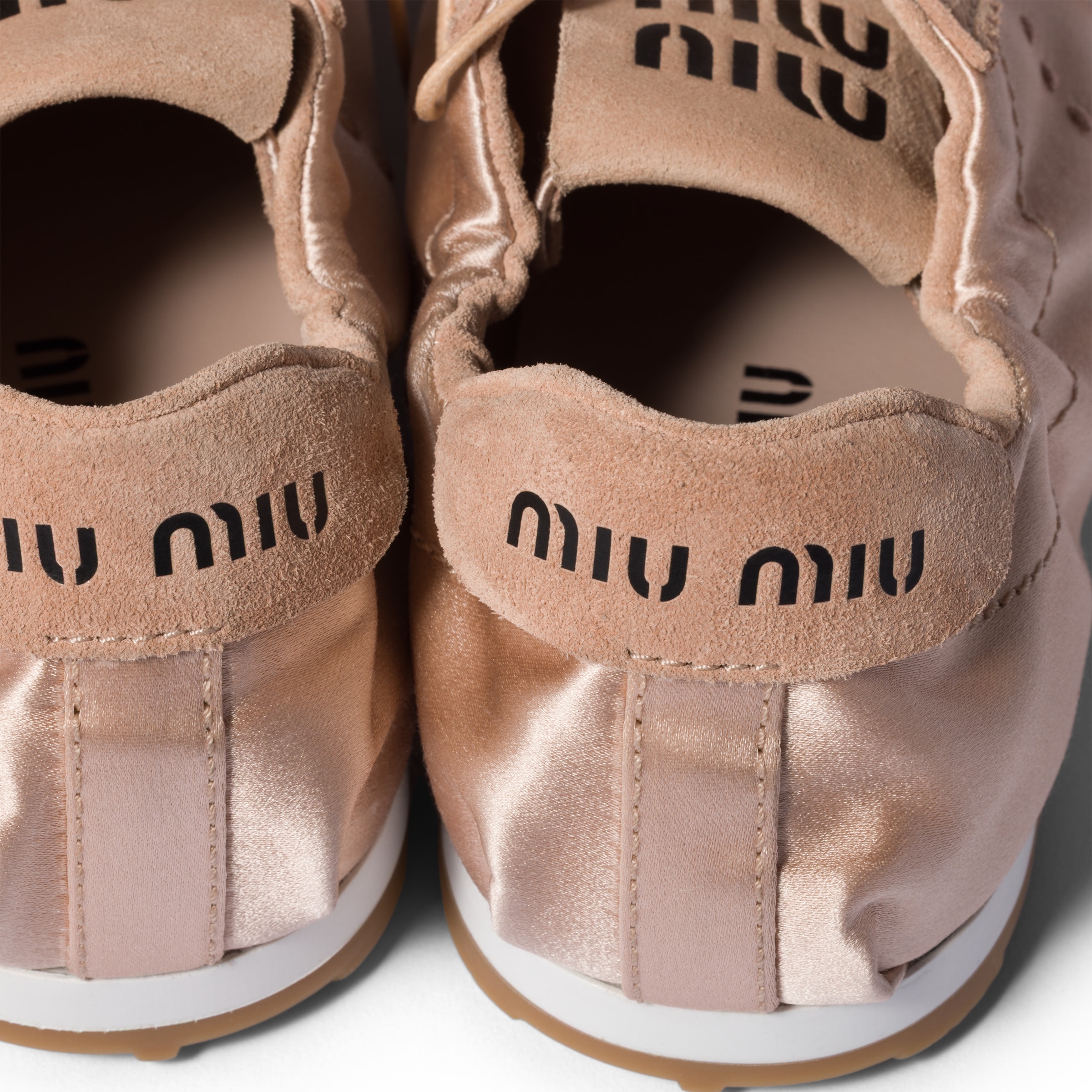 Miu Miu Plume Satin Low Top Sneaker In Pink