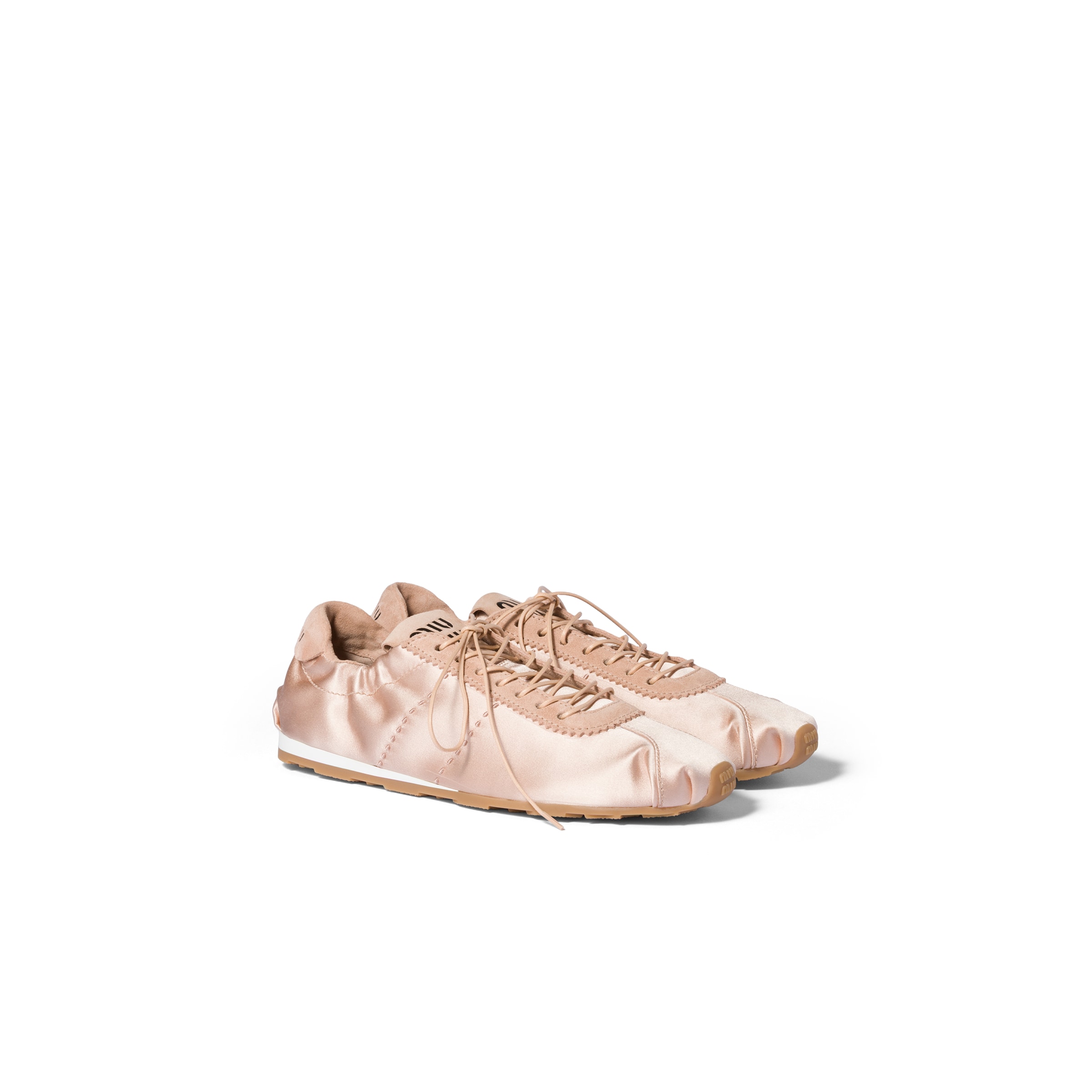 Miu Miu Plume Satin Low Top Sneaker In Pink