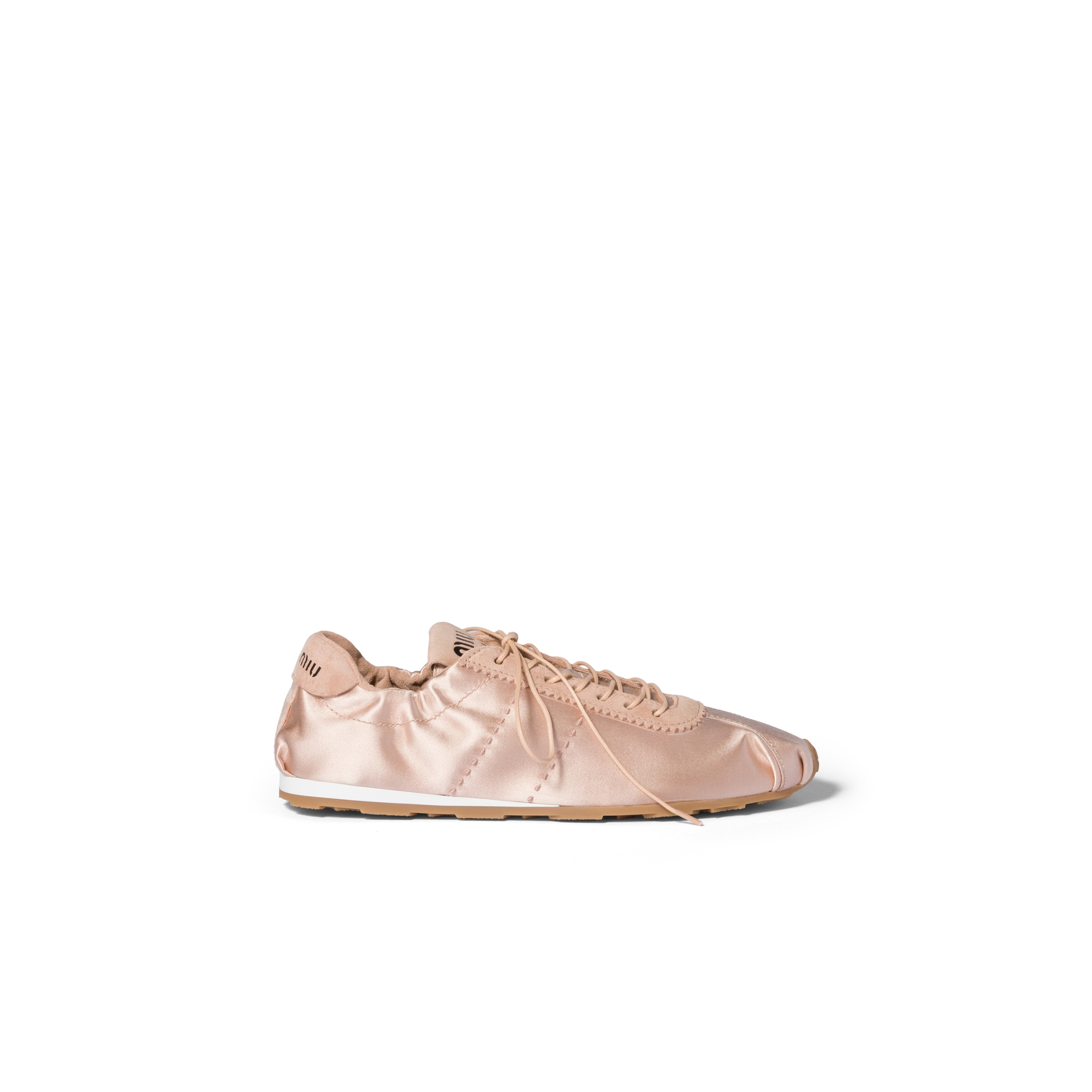 Miu Miu Plume Satin Low Top Sneaker In Pink
