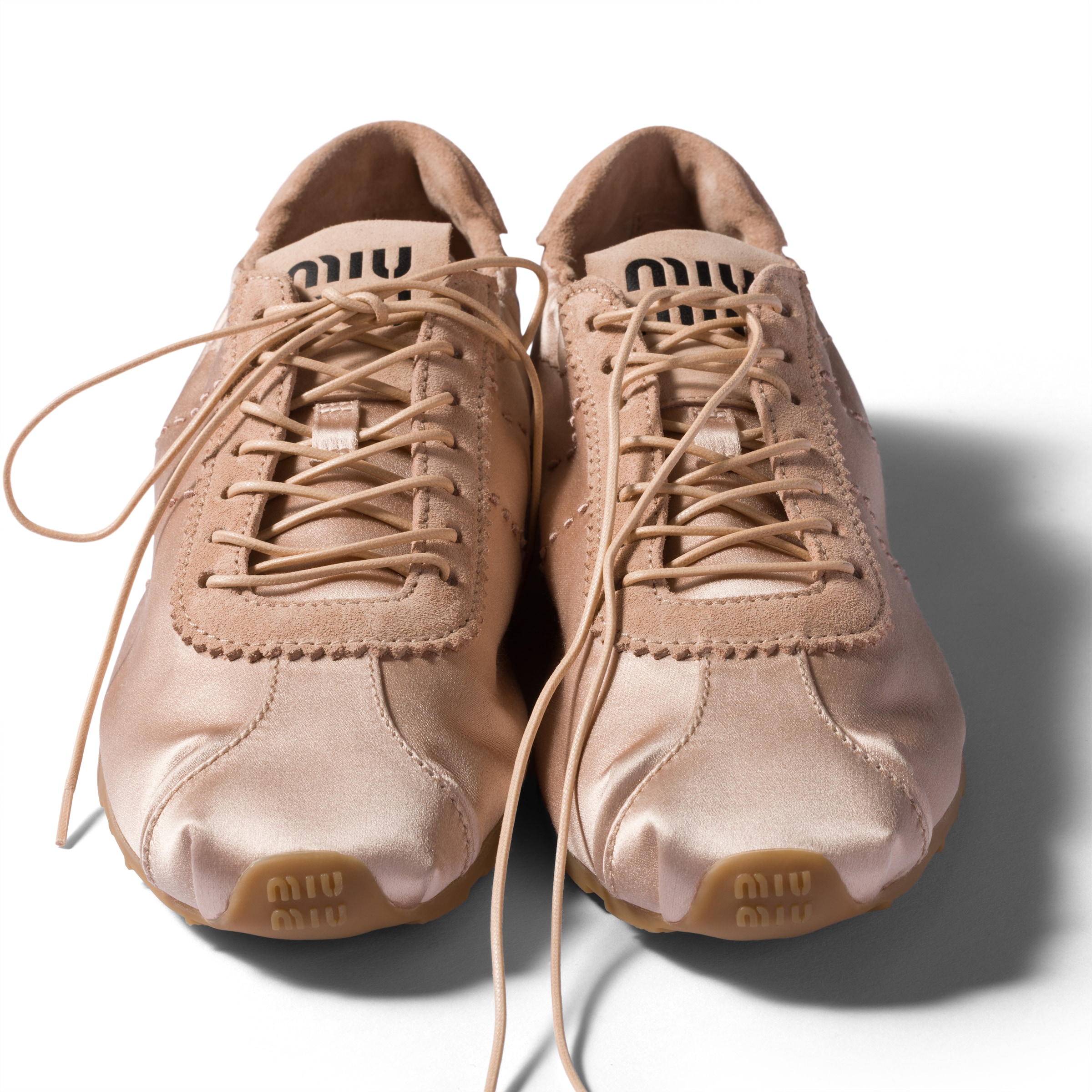 Miu Miu Plume Satin Low Top Sneaker In Pink