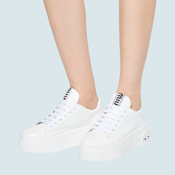 white patent leather sneakers