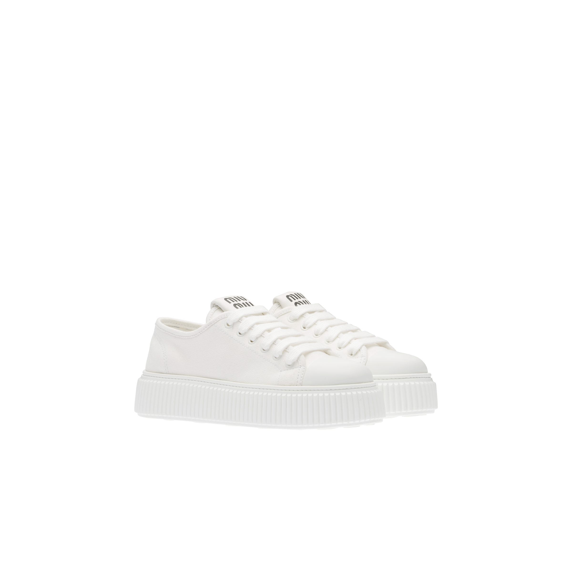 Miu Miu Denim Sneakers In White