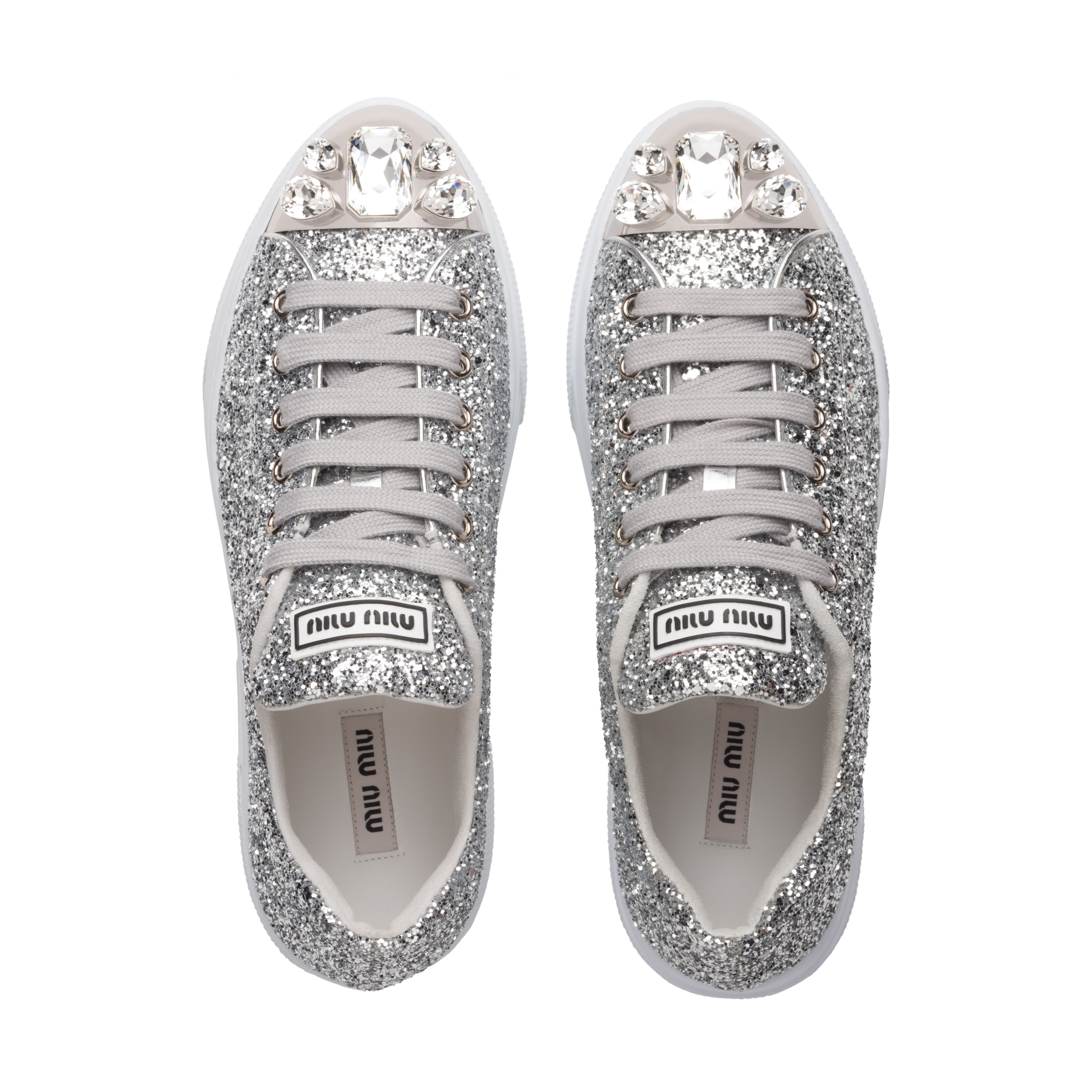 miu miu glitter platform sneakers