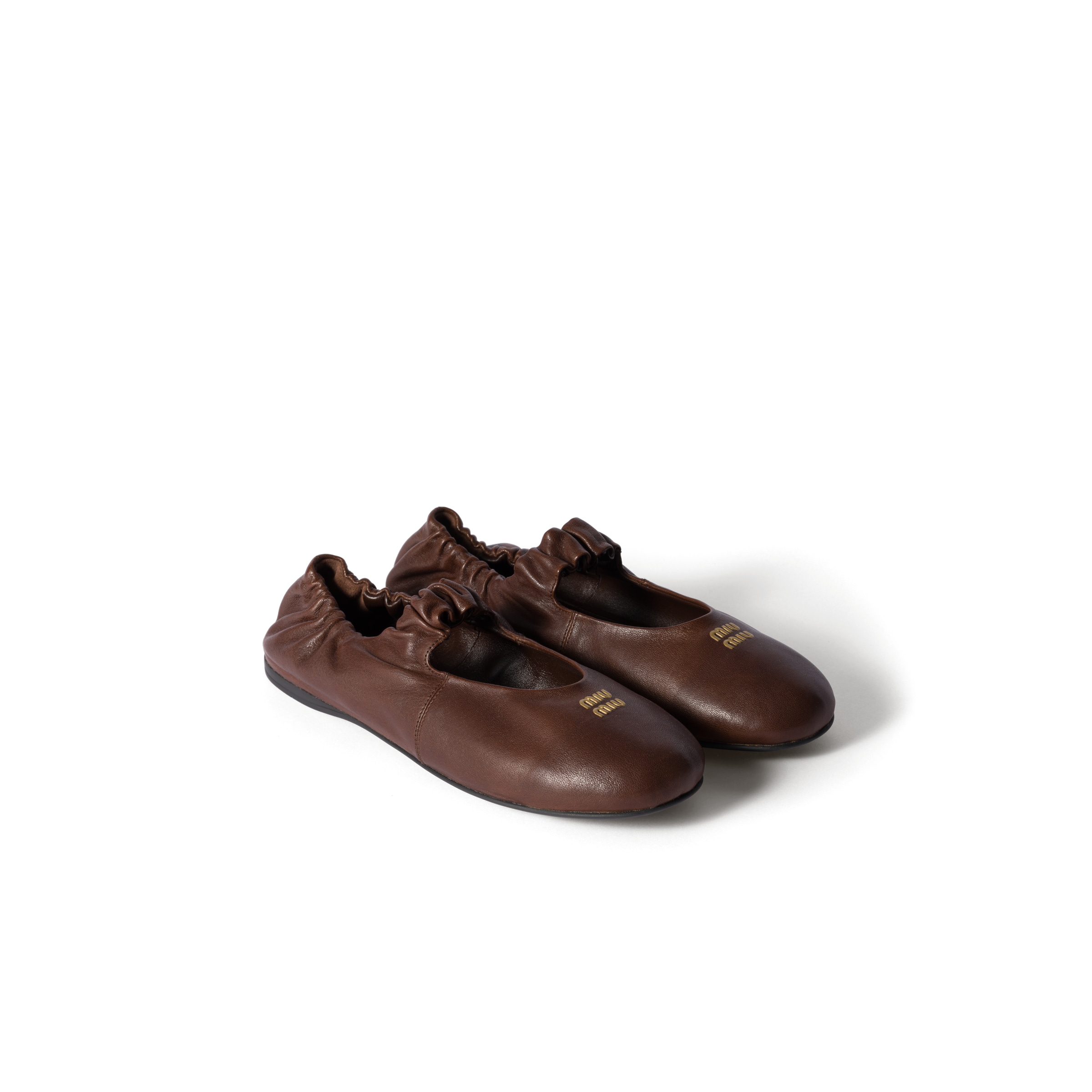 Miu Miu Ballerines Ruches En Cuir Nappa, Femme, Bruyère, Taille 41