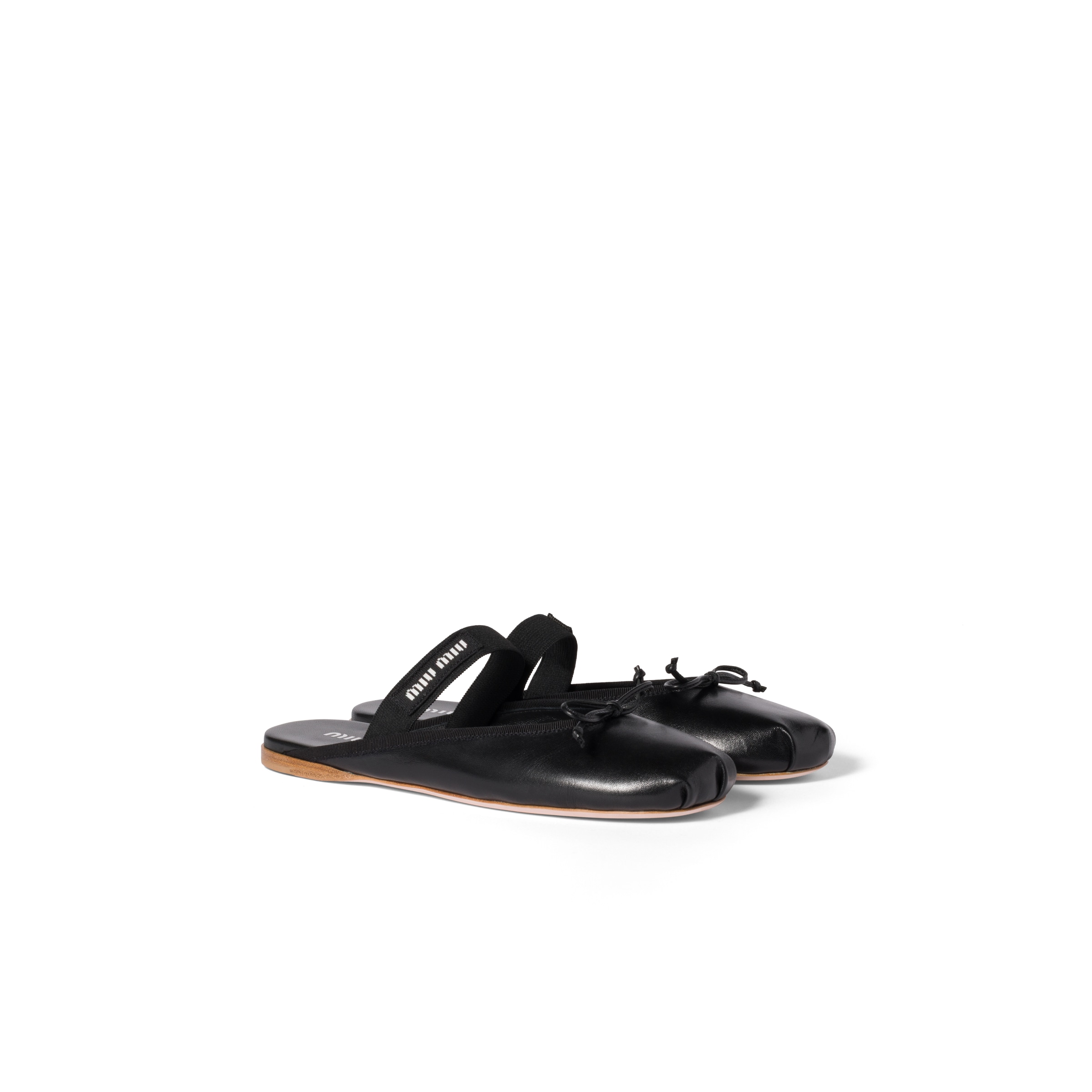 Miu Miu Mules Ballerines En Cuir, Femme, Noir, Taille 36