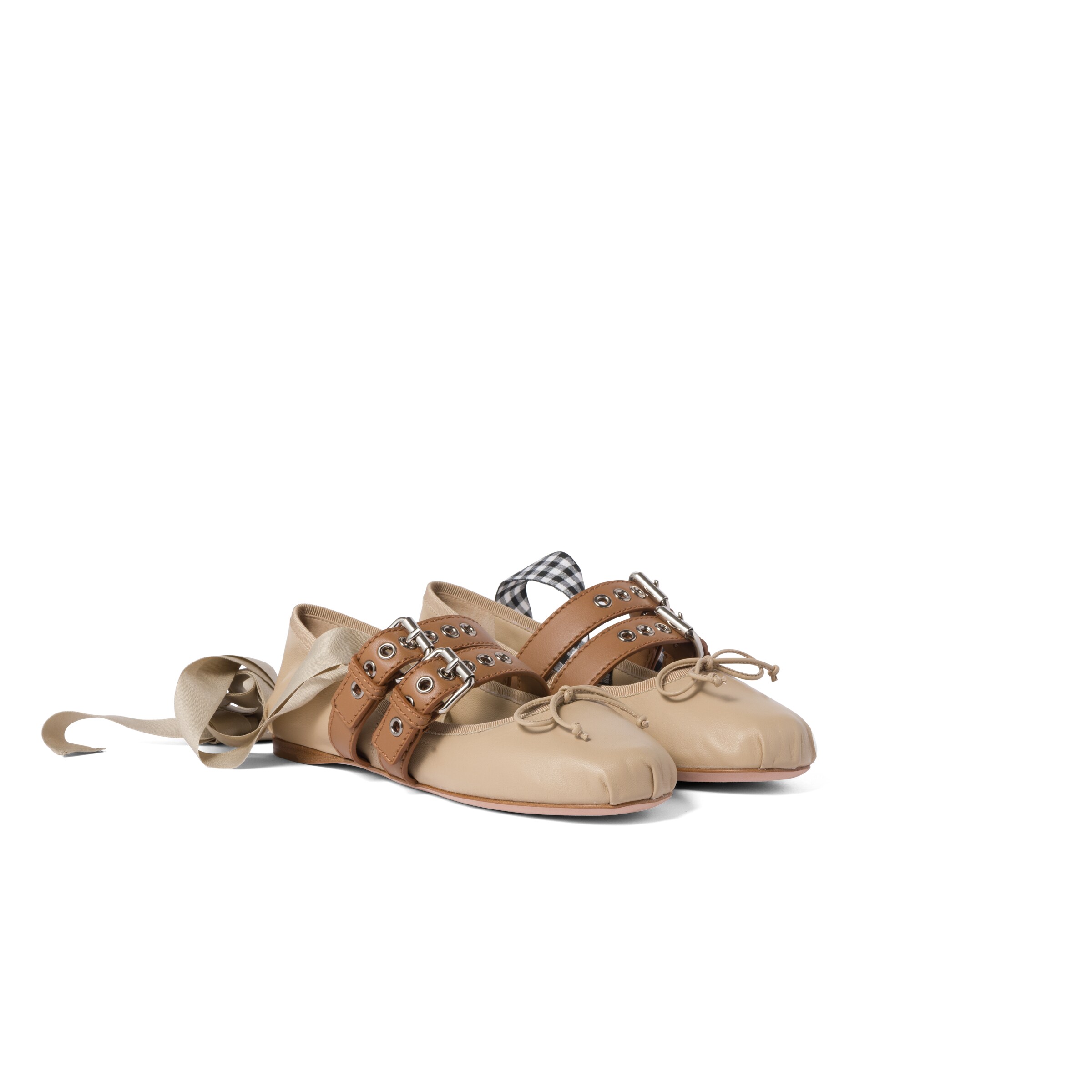 Miu Miu Ballerines En Cuir De Veau Et Nappa, Femme, Corde, Taille 37