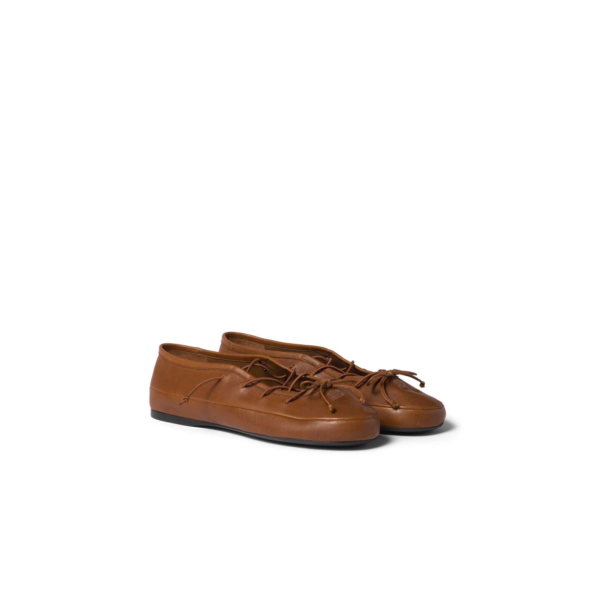 Miu Miu Nappa Leather Ballerinas, Woman, Oak, Size 39