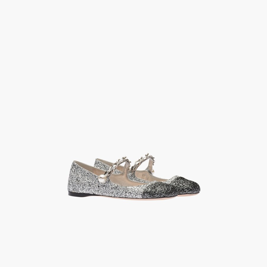 Black Leather Ballerinas | Miu Miu