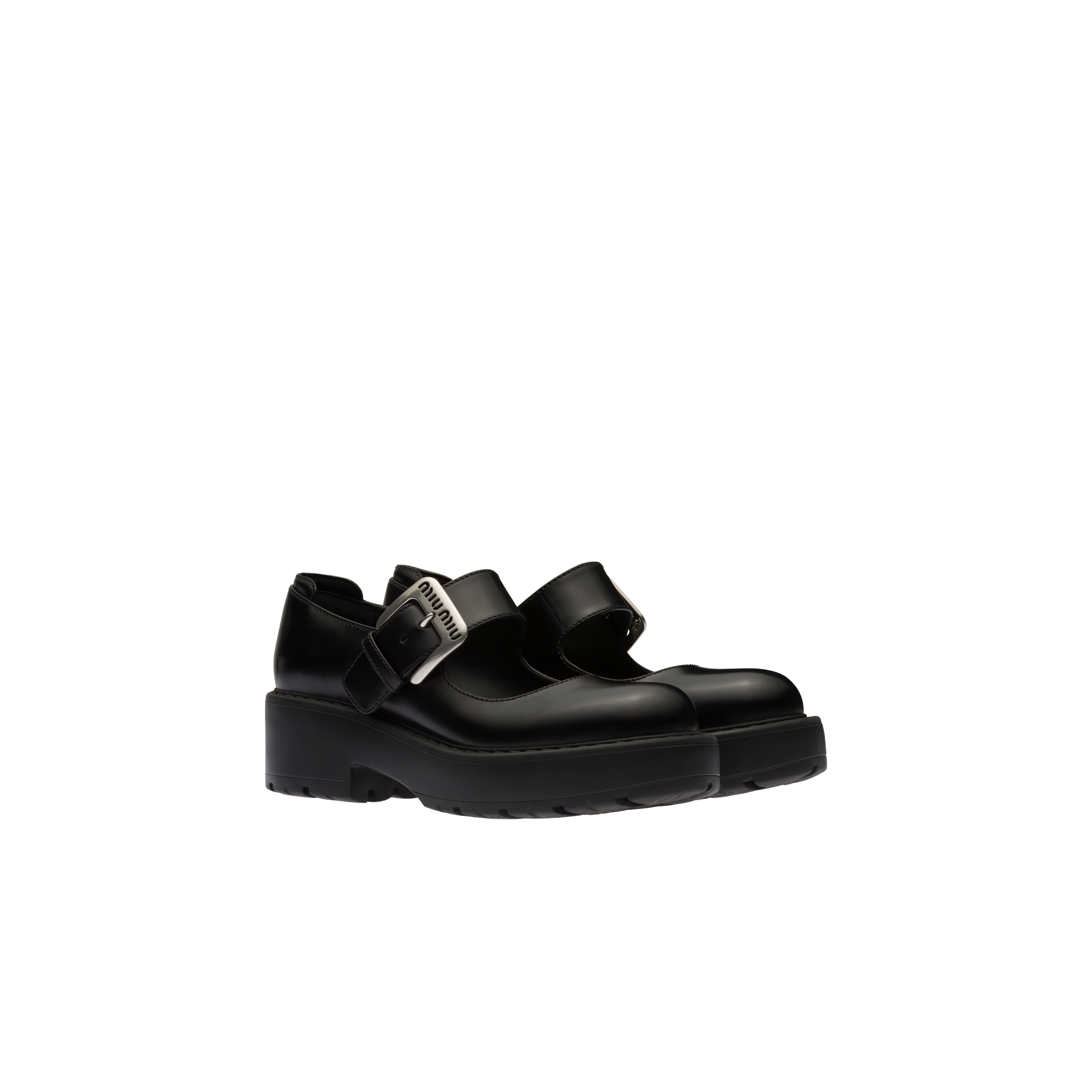 Miu Miu Leather Ballerinas In Black