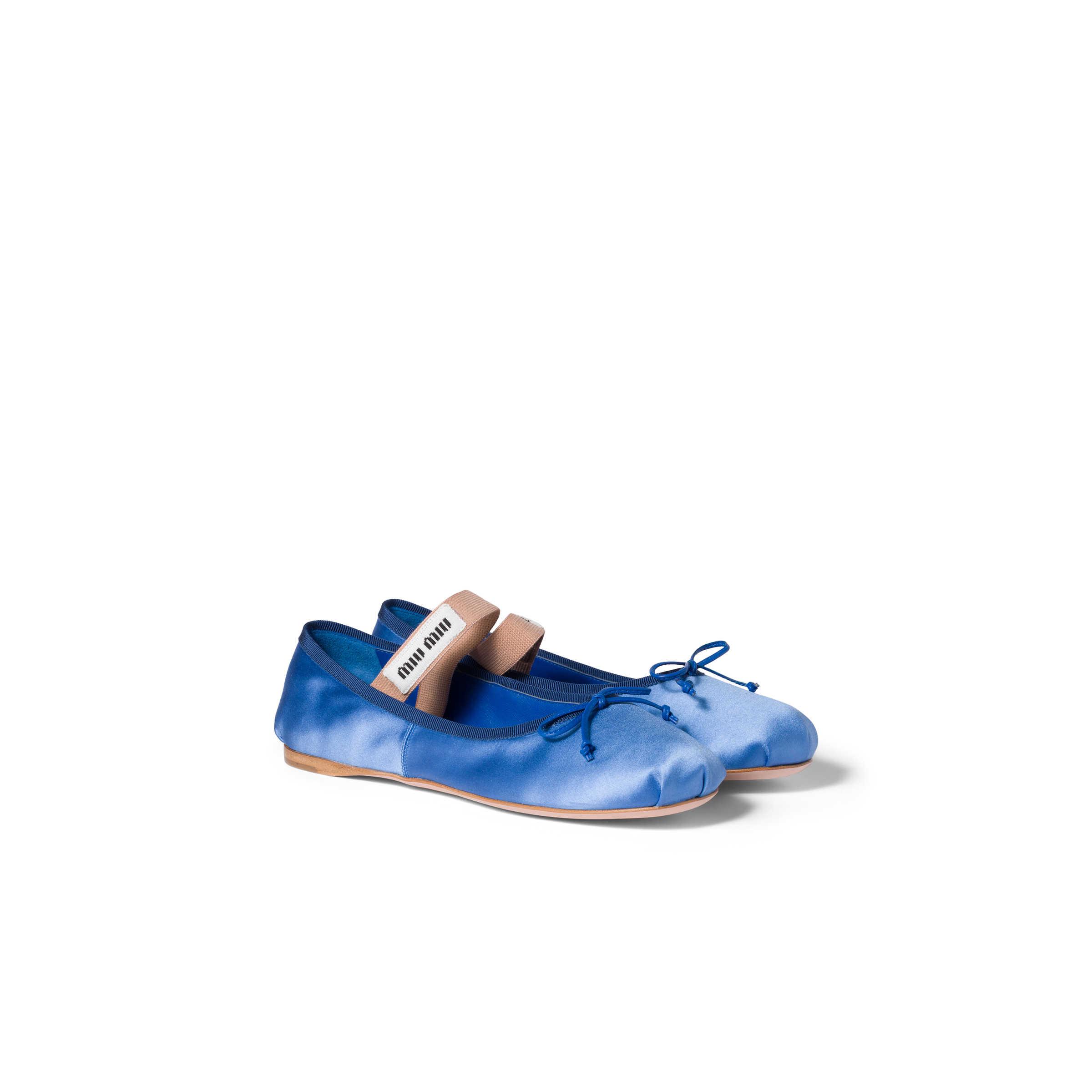 Miu Miu Satin Ballerinas In Blue