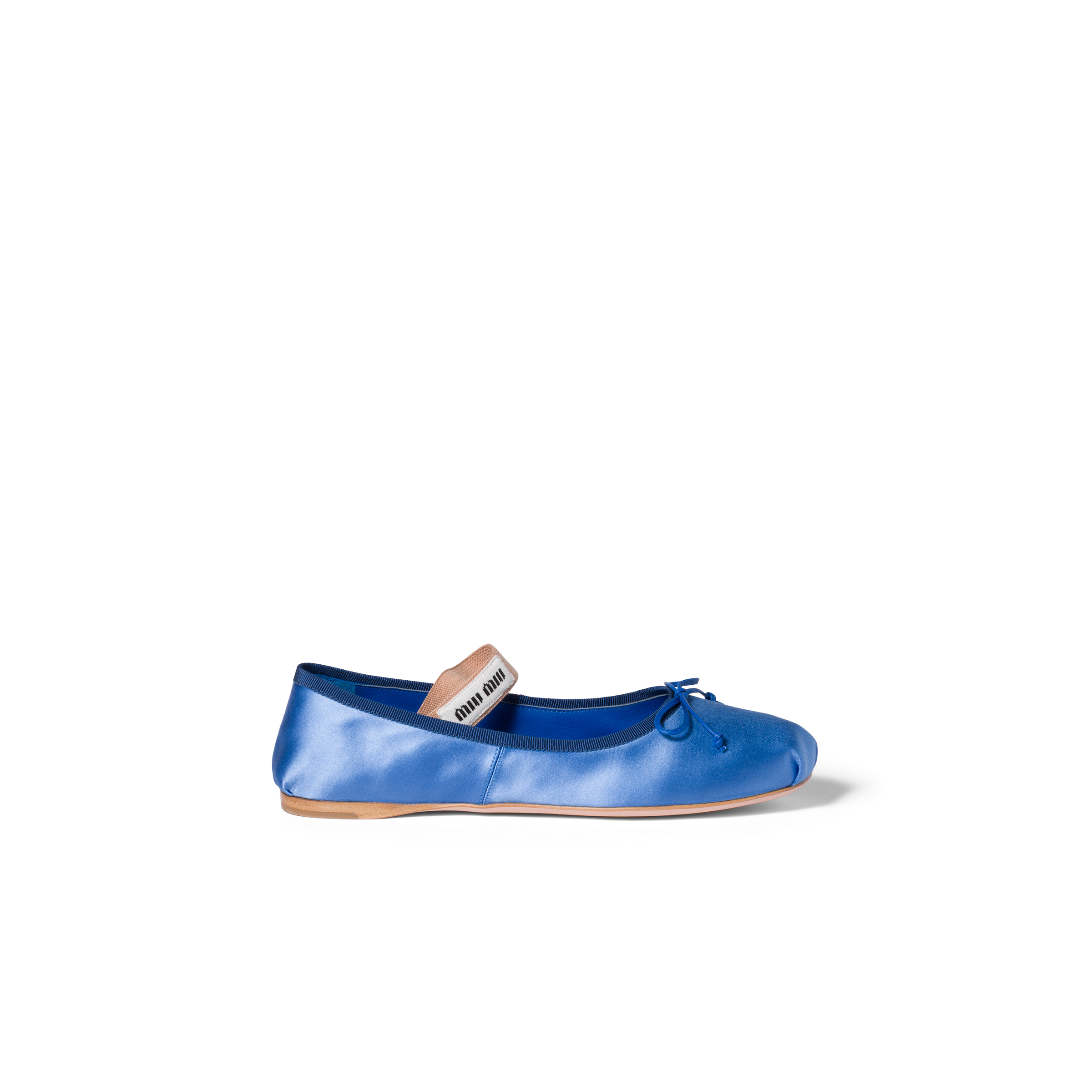 Miu Miu Satin Ballerinas In Blue