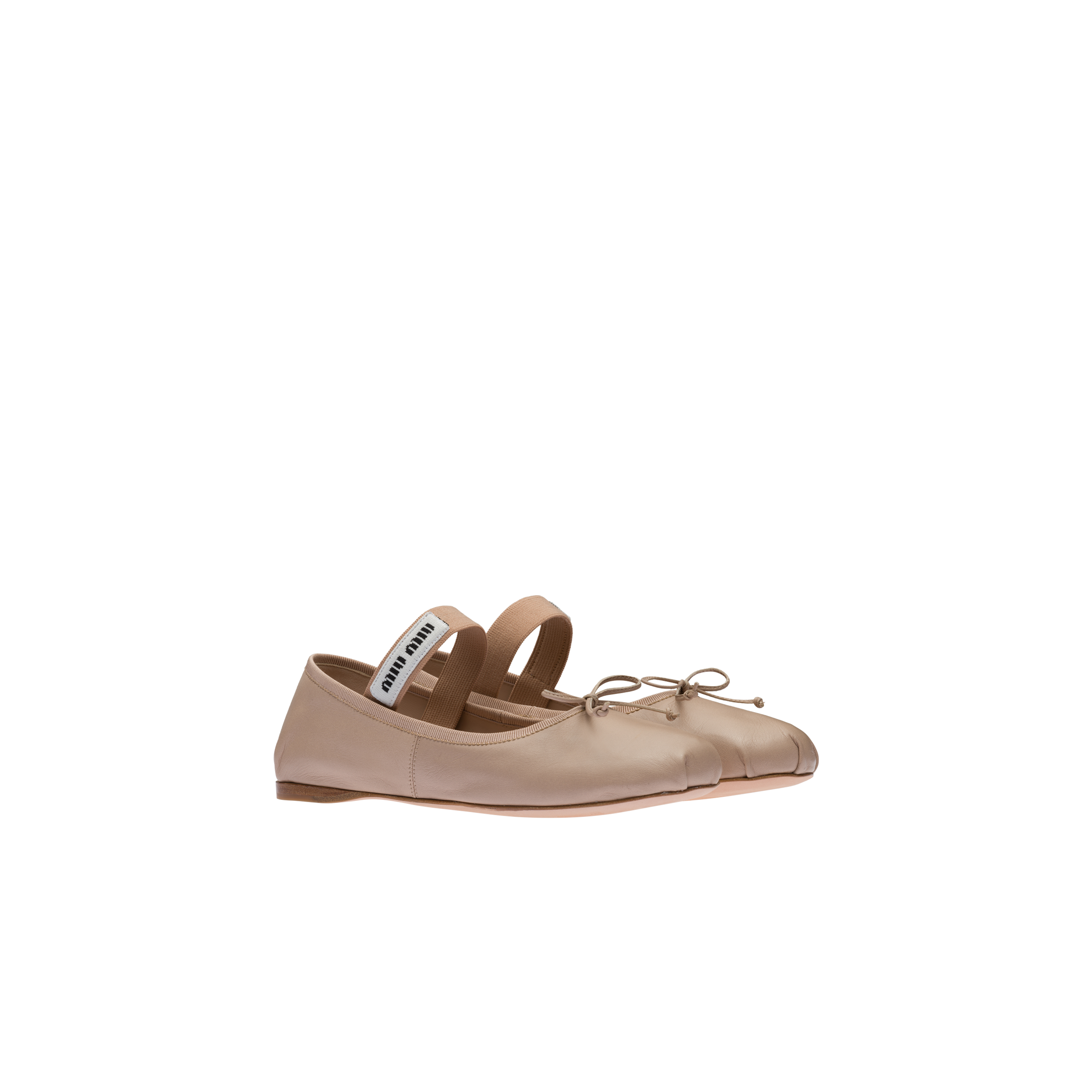 Miu Miu Logo-printed Bow Detailed Ballerina Shoes In Brown